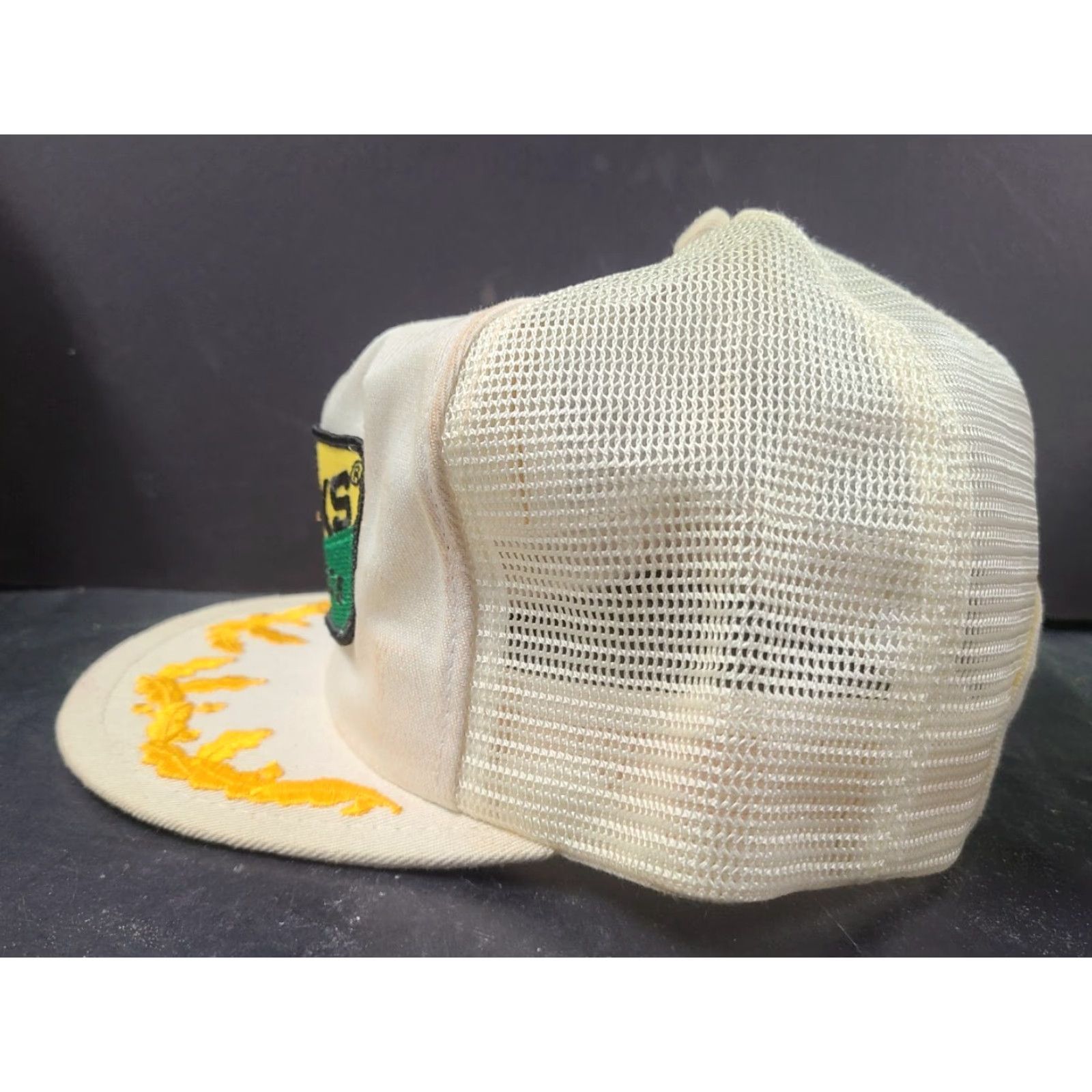 Vintage VINTAGE K-Products USA MADE Lynks Seeds Farm Patch Trucker Hat/Cap Oak Leaves White Adjustable Men Hats USA Farming 90s Concert Event Theme Mens Size ONE SIZE - 4 Thumbnail