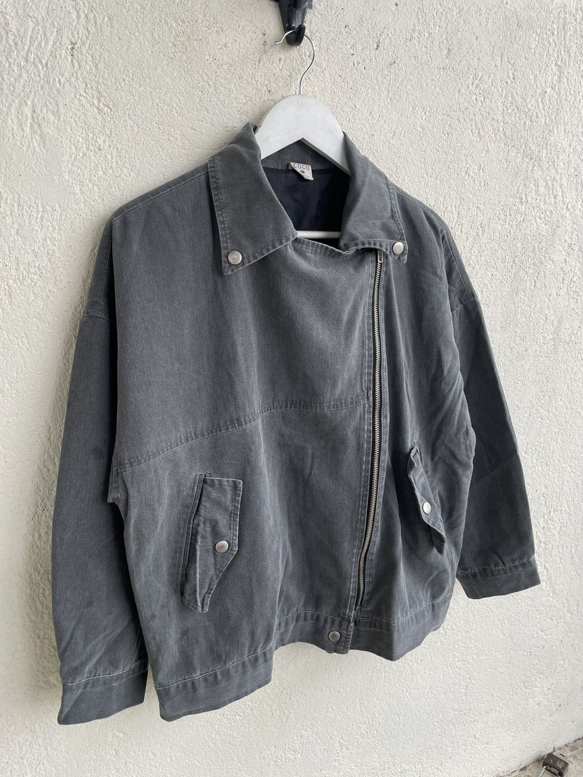 If Six Was Nine 2000s Coco Grey Asymmetrical Zip Jacket Biker Y2K LGB Under Size US XL / EU 56 / 4 - 3 Thumbnail
