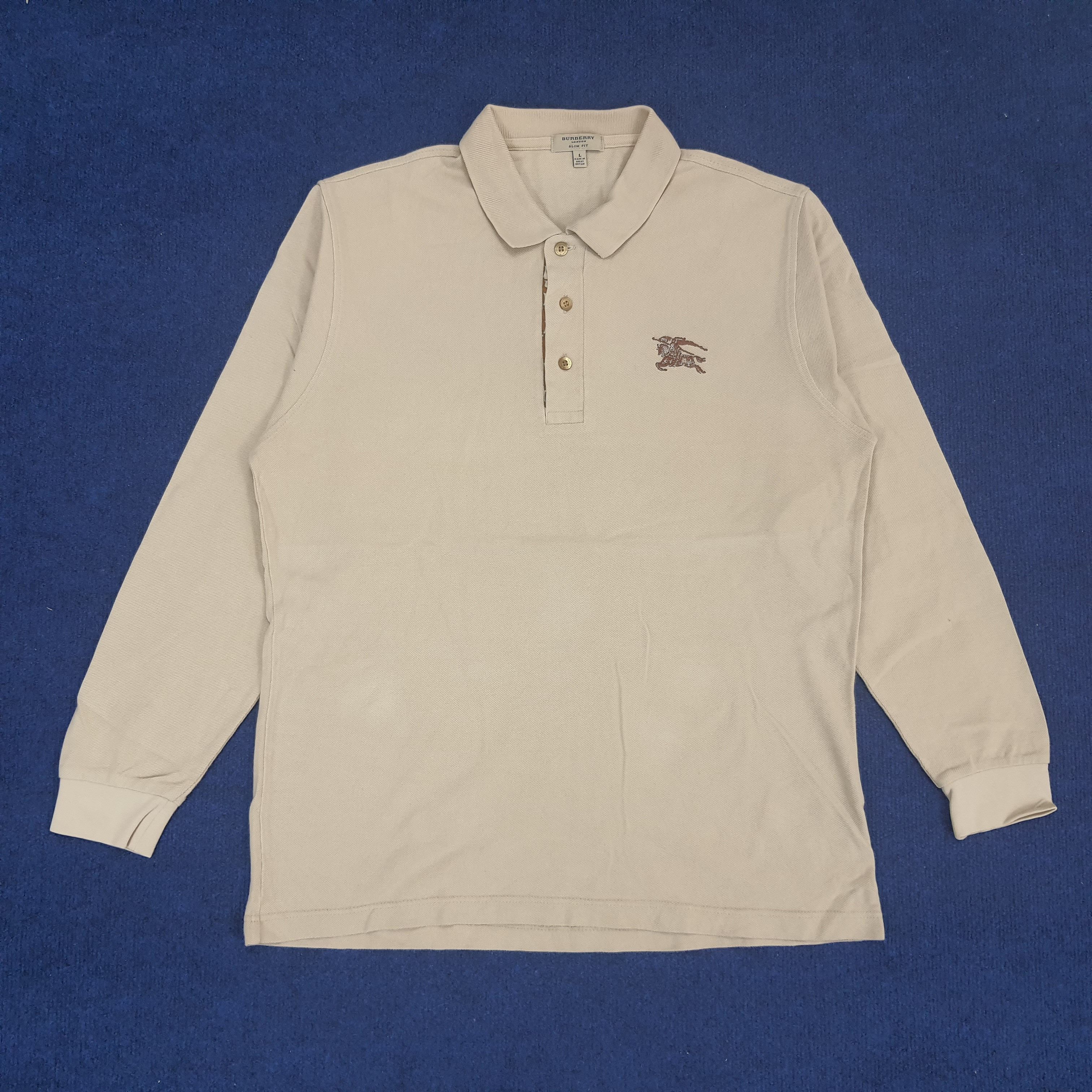 Burberry × Vintage Vintage Burberry London Long Sleeve Polo Shirt Size US L / EU 52-54 / 3 - 1 Thumbnail