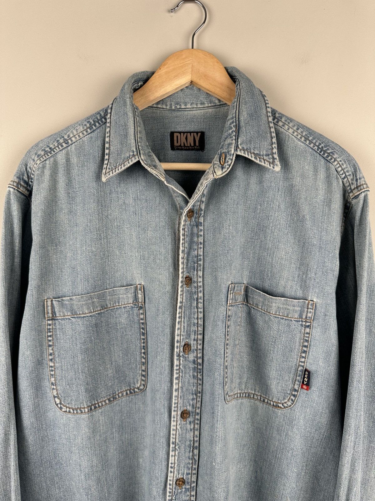 DKNY Vintage 90s Dkny Denim Shirt Oversized Button Up Shirt Size US XL / EU 56 / 4 - 3 Thumbnail