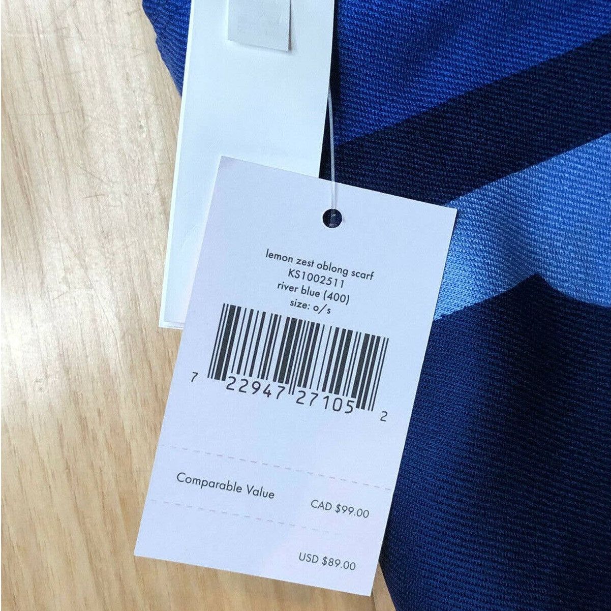 Kate Spade Kate Spade Lemon Zest Oblong Scarf River Blue KS1002511 Size ONE SIZE - 10 Thumbnail