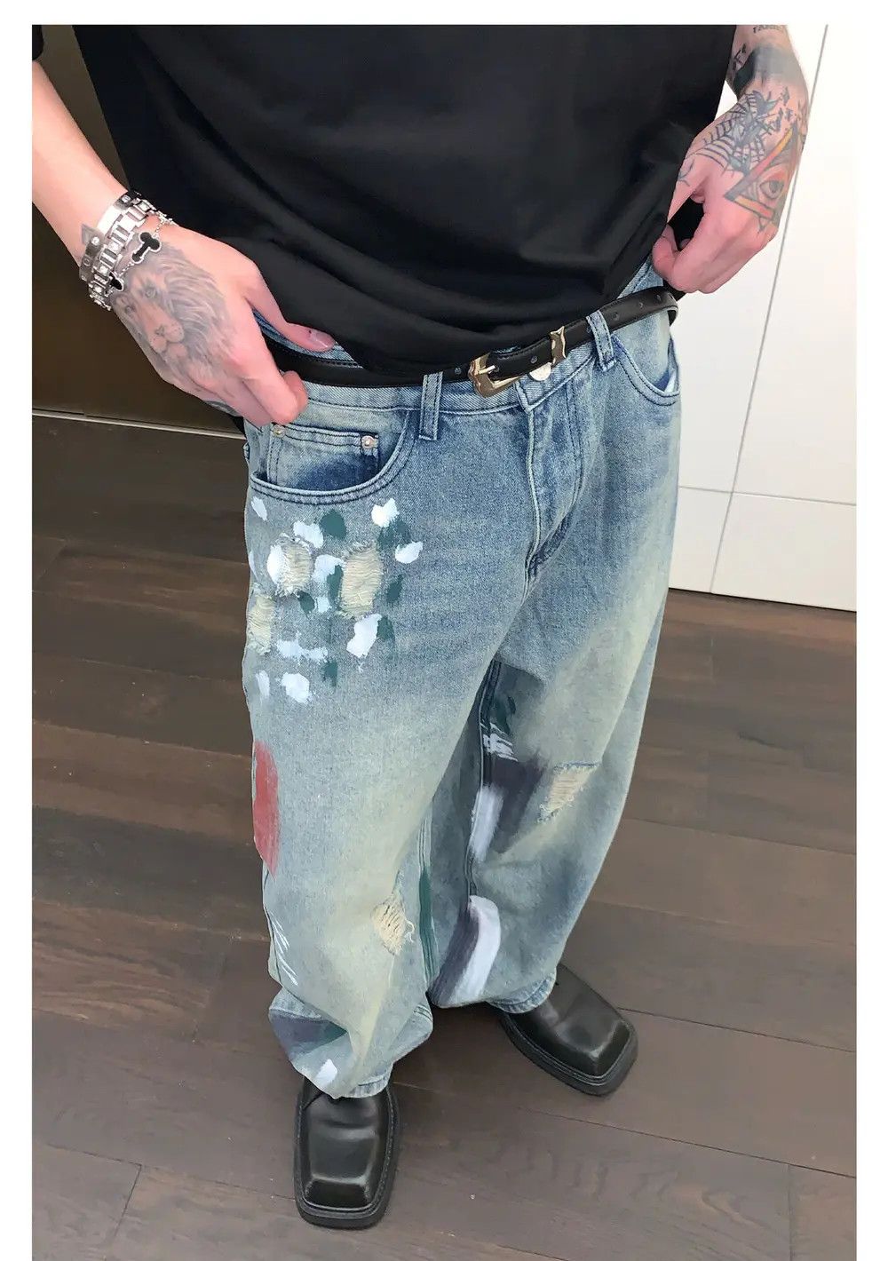 Japanese Brand × Vintage Niche Streetwear Straight Graffiti Jeans Size US 31 - 6 Thumbnail