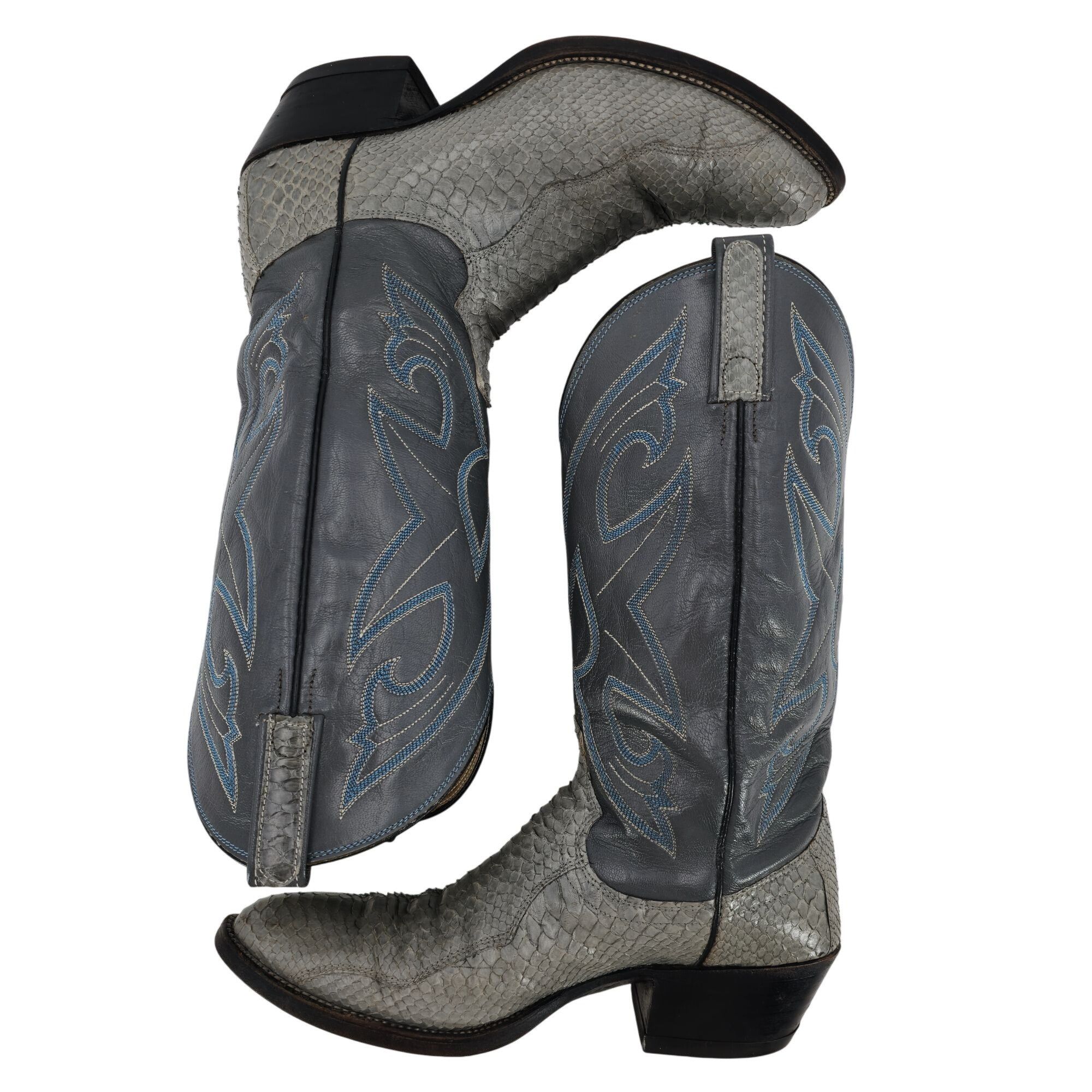 Dan Post Vintage Dan Post Men 8.5 Exotic Grey Gray Snake Cowboy Boots Size US 8.5 / EU 41-42 - 5 Thumbnail