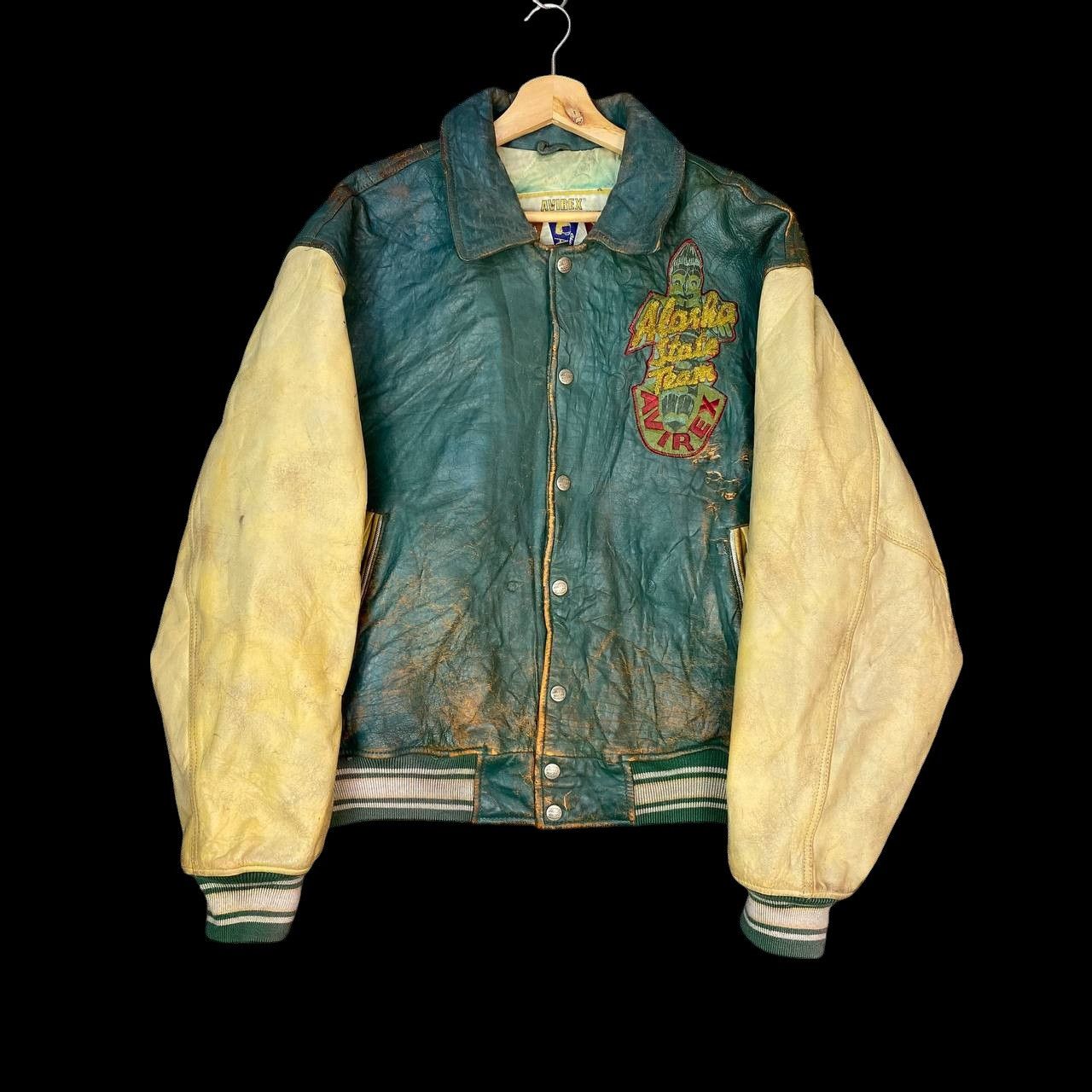 Avirex RARE AVIREX VARSITY TRASHED LEATHER ALASKIAN WIND BEAR Size US M / EU 48-50 / 2 - 14 Thumbnail