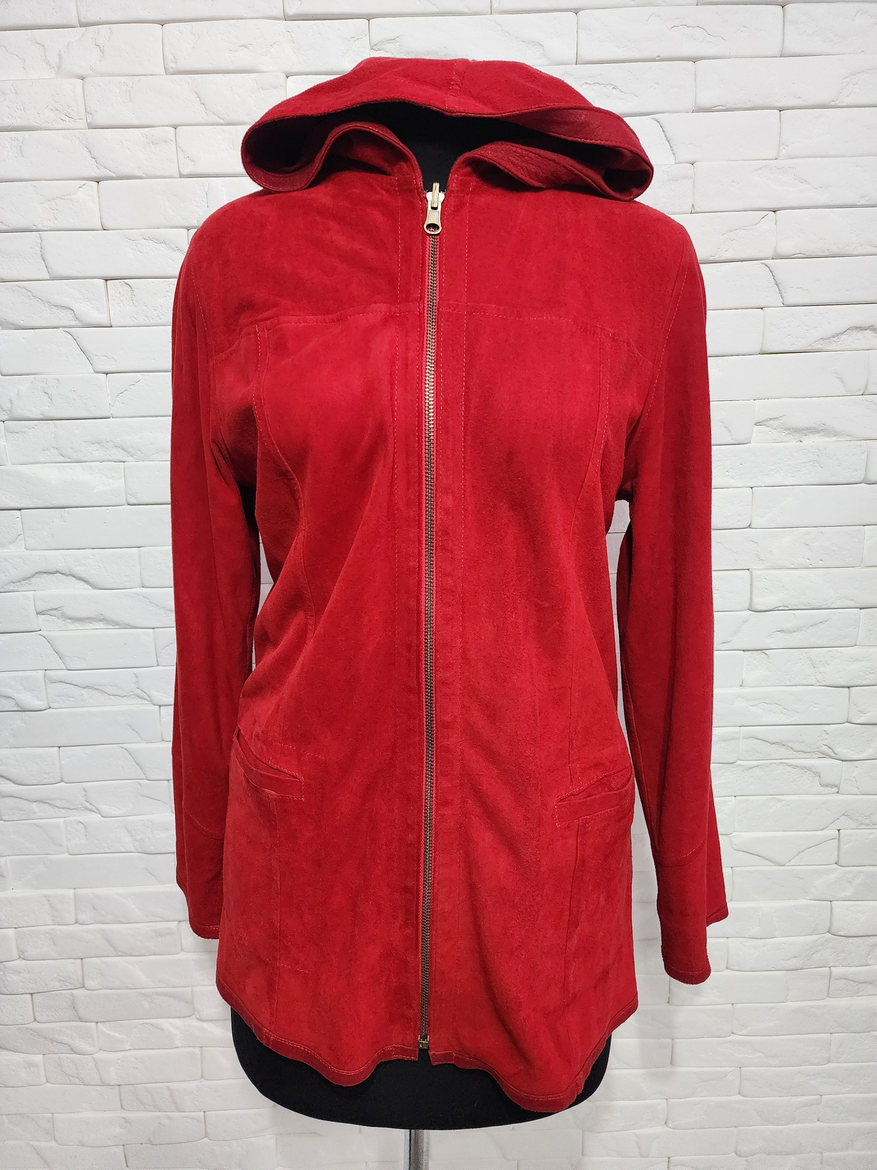Uniqlo Red reversible leather jacket for women with a hood. Size L / US 10 / IT 46 - 1 Thumbnail