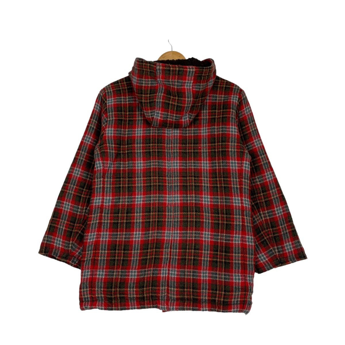 Japanese Brand 291295 HOMME Red Tartan Wool Hooded Coat Jacket #1052-C47 Size US M / EU 48-50 / 2 - 7 Thumbnail