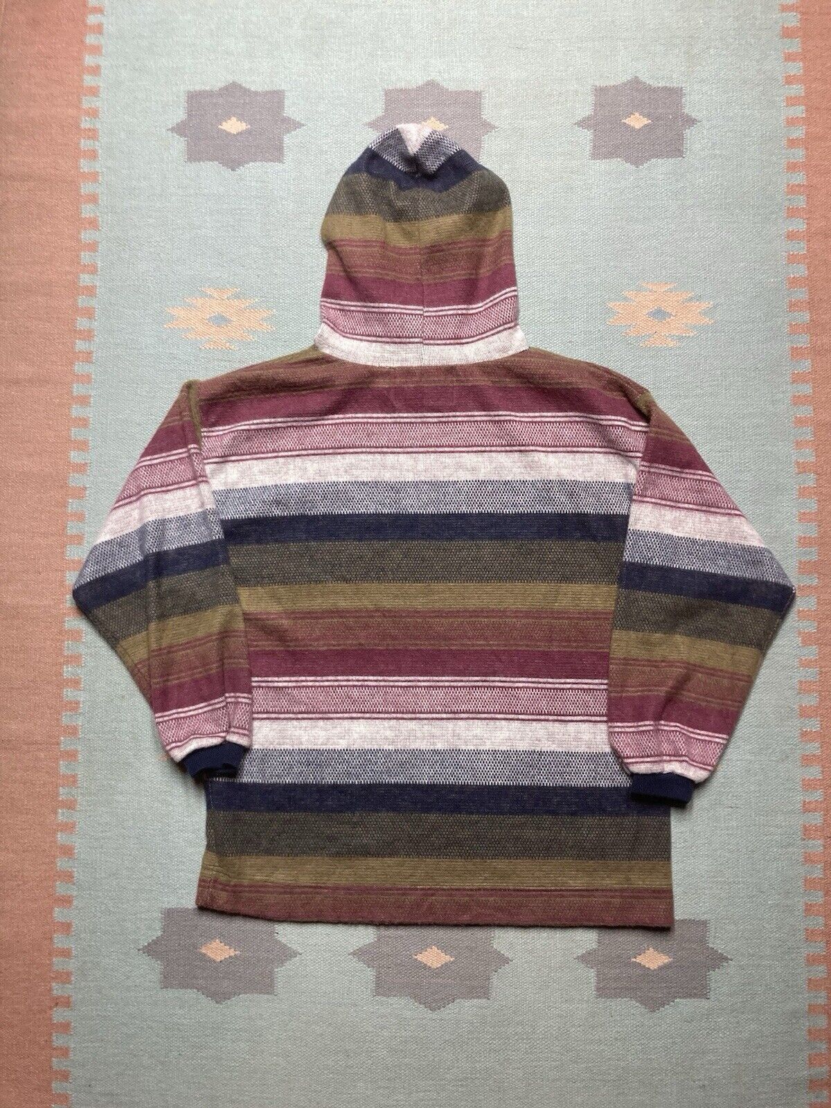 Vintage 90s pullover hoodie sweater acrylic knit soft striped large Size US L / EU 52-54 / 3 - 7 Thumbnail