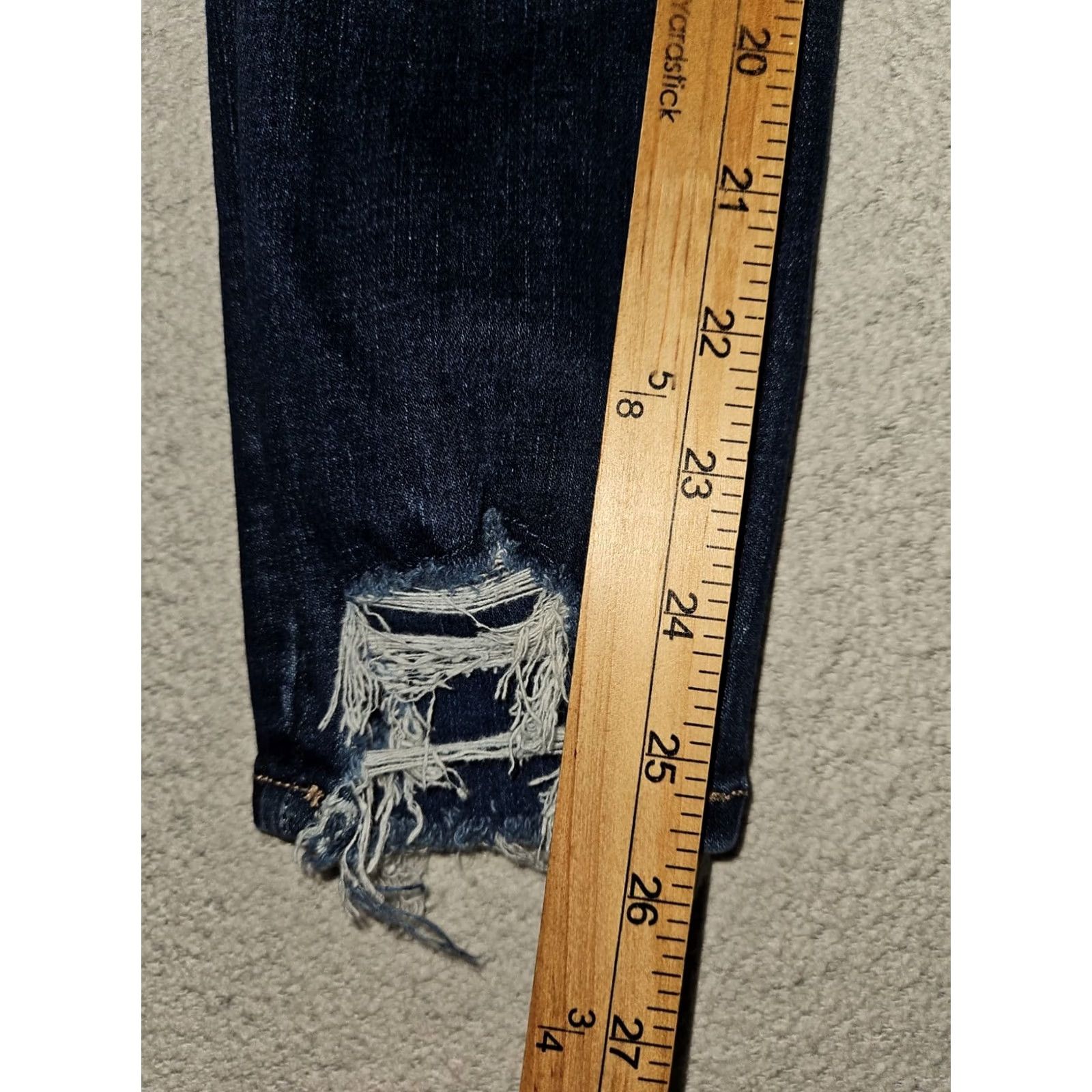 American Eagle Outfitters VINTAGE American Eagle High Rise Jegging Crop Women's 6 Blue Distressed Preppy City Hipster Casual Girls Size 28" / US 6 / IT 42 - 7 Thumbnail