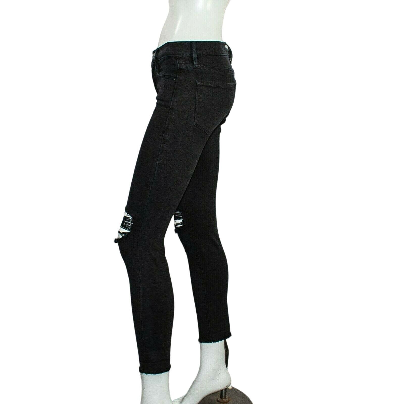 Frame FRAME Denim Le Skinny de Jeanne in Ashland Black Ripped Size 24" / US 00 / IT 34 - 8 Thumbnail