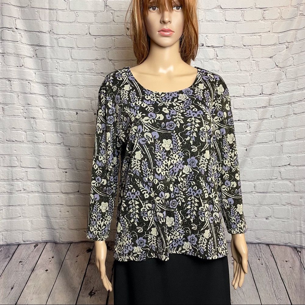 JM Collection JM Collection Floral Sparkle top Size L Size L / US 10 / IT 46 - 2 Thumbnail