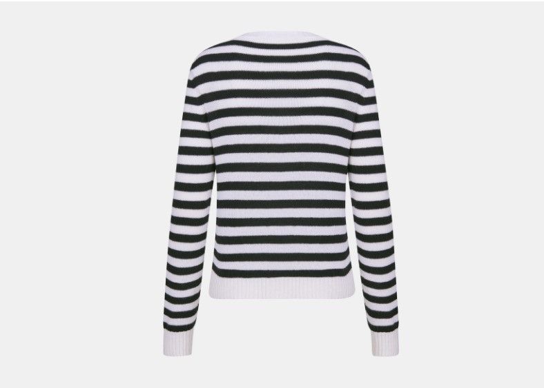 Dior o1w1db10325 414S5 Mariniere Sweater in White & Navy Blue Size S / US 4 / IT 40 - 2 Thumbnail