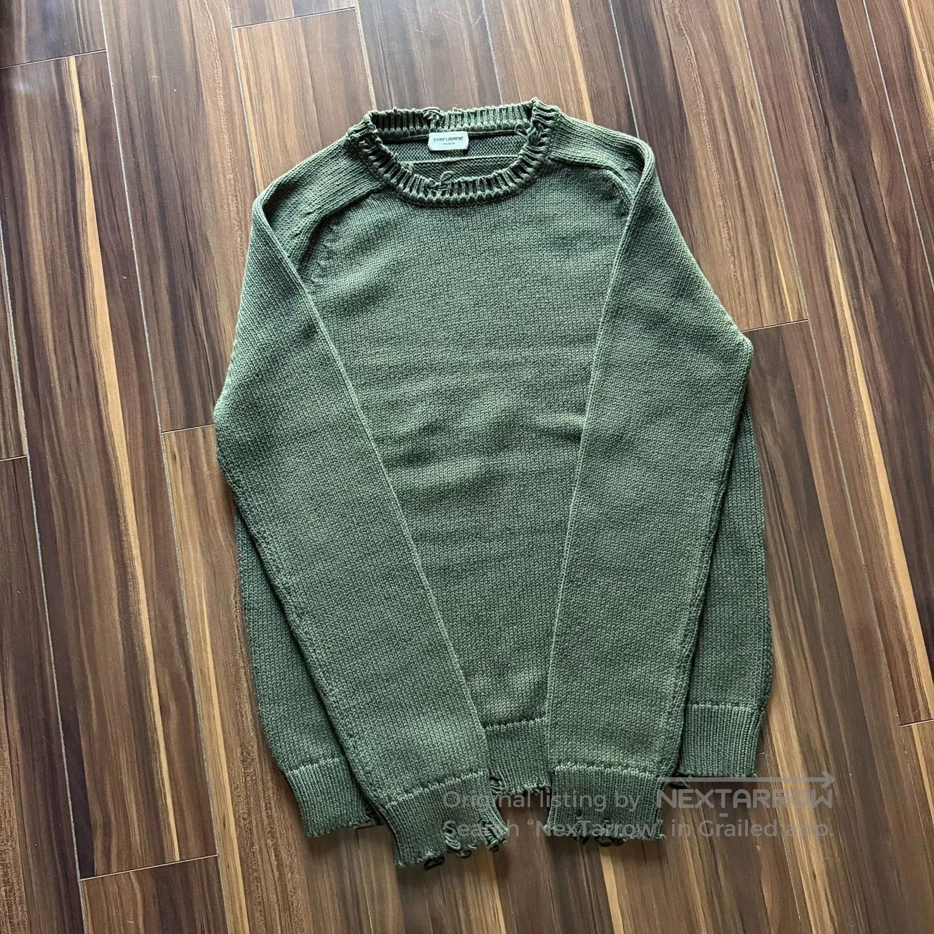 Saint Laurent Paris Saint Laurent Green Knit Sweater. Size US L / EU 52-54 / 3 - 1 Thumbnail