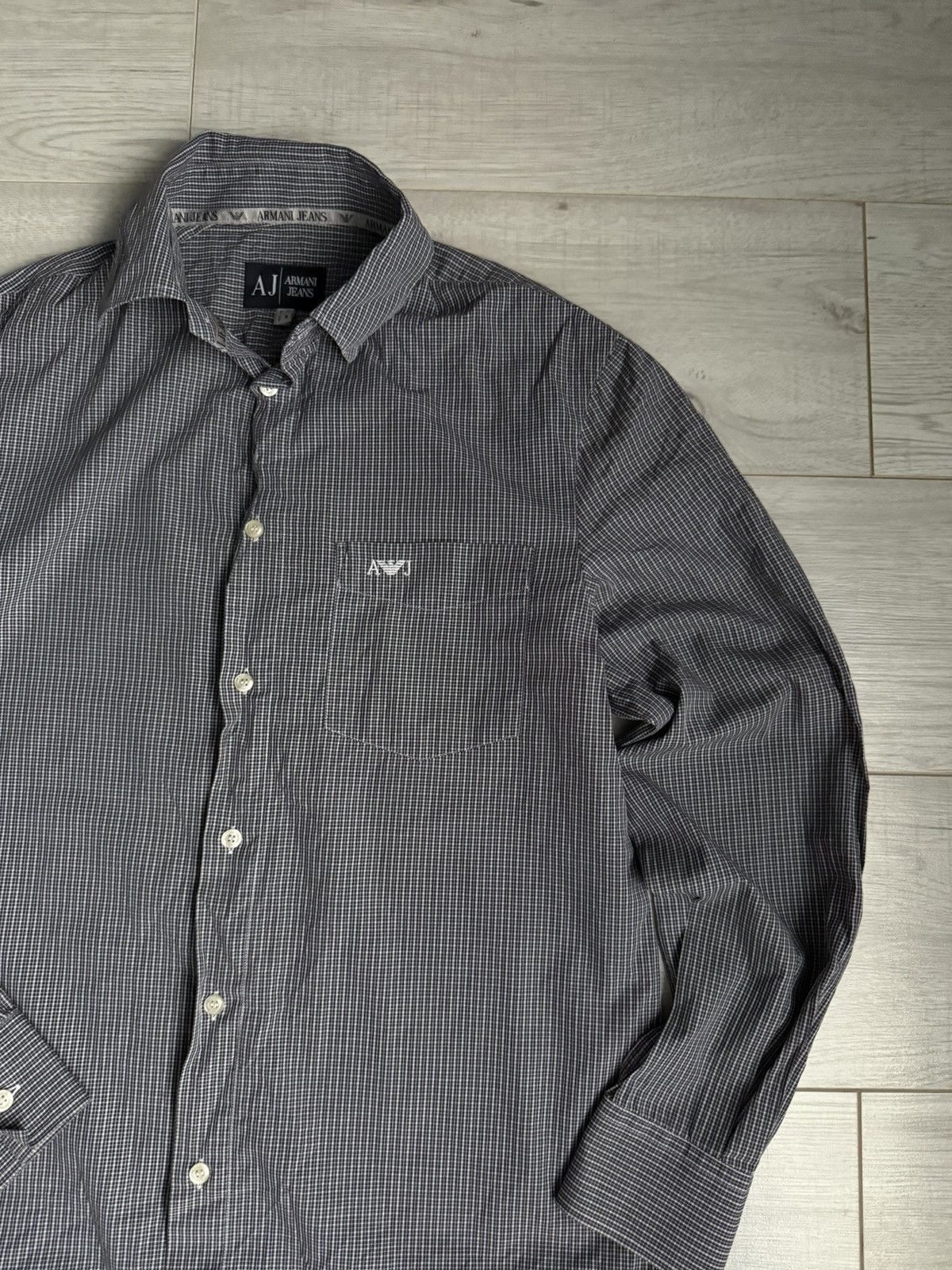 Armani × Vintage Vintage Armani Jeans Shirt navy check Size US M / EU 48-50 / 2 - 1 Thumbnail