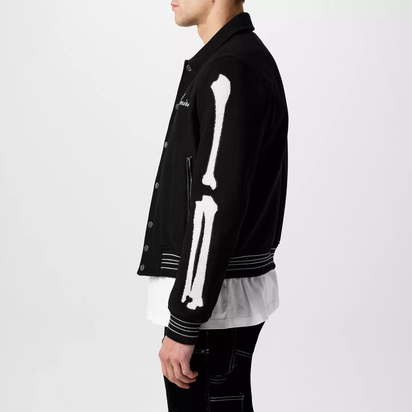 Amiri o1g2r1mq0426 Bones Wool Varsity Jacket in Black Size US M / EU 48-50 / 2 - 5 Thumbnail