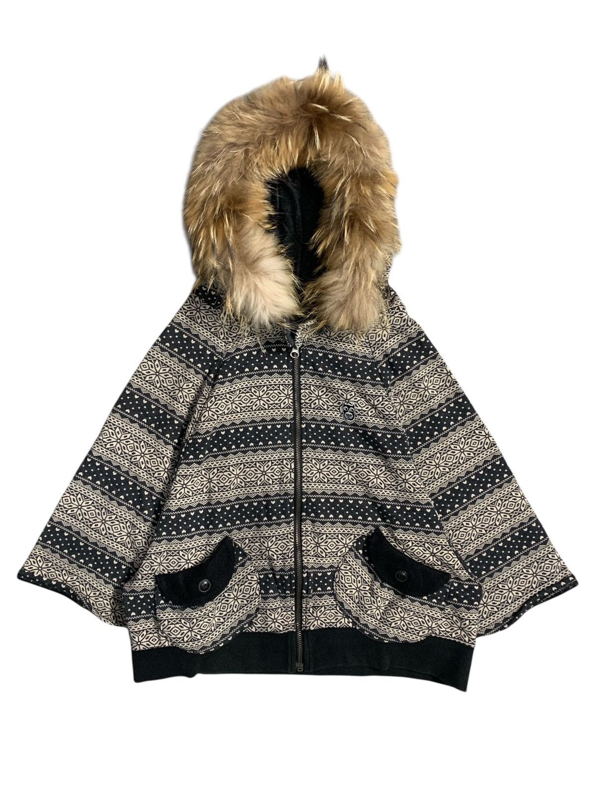 AISR CAT NAVAJO BIG POCKET FUR ZIP HOODIE ISSEY YOHJI STYLE