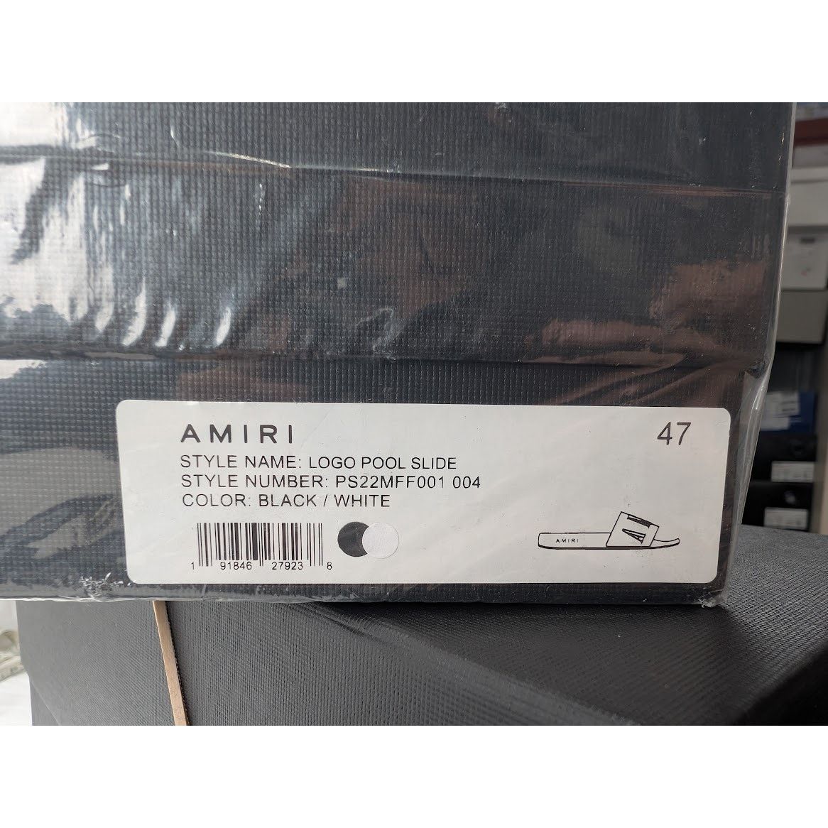 Amiri o1rshd1 Logo Pool Slide Slipper in Black/White Size US 14 / EU 47 - 20 Thumbnail