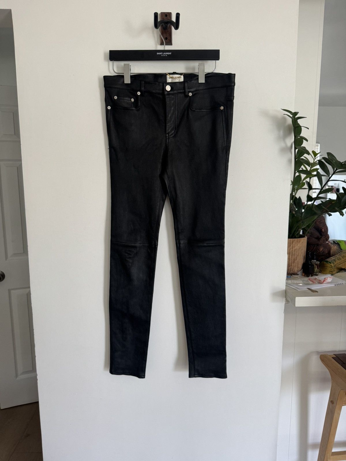 Saint Laurent Paris Lamb Leather Skinny Pants Size US 31 - 1 Thumbnail