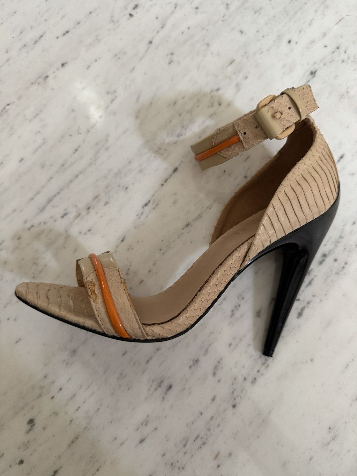 Designer × L.A.M.B. L.A.M.B leather beige and orange strap heels Size US 6.5 / IT 36.5 - 5 Thumbnail