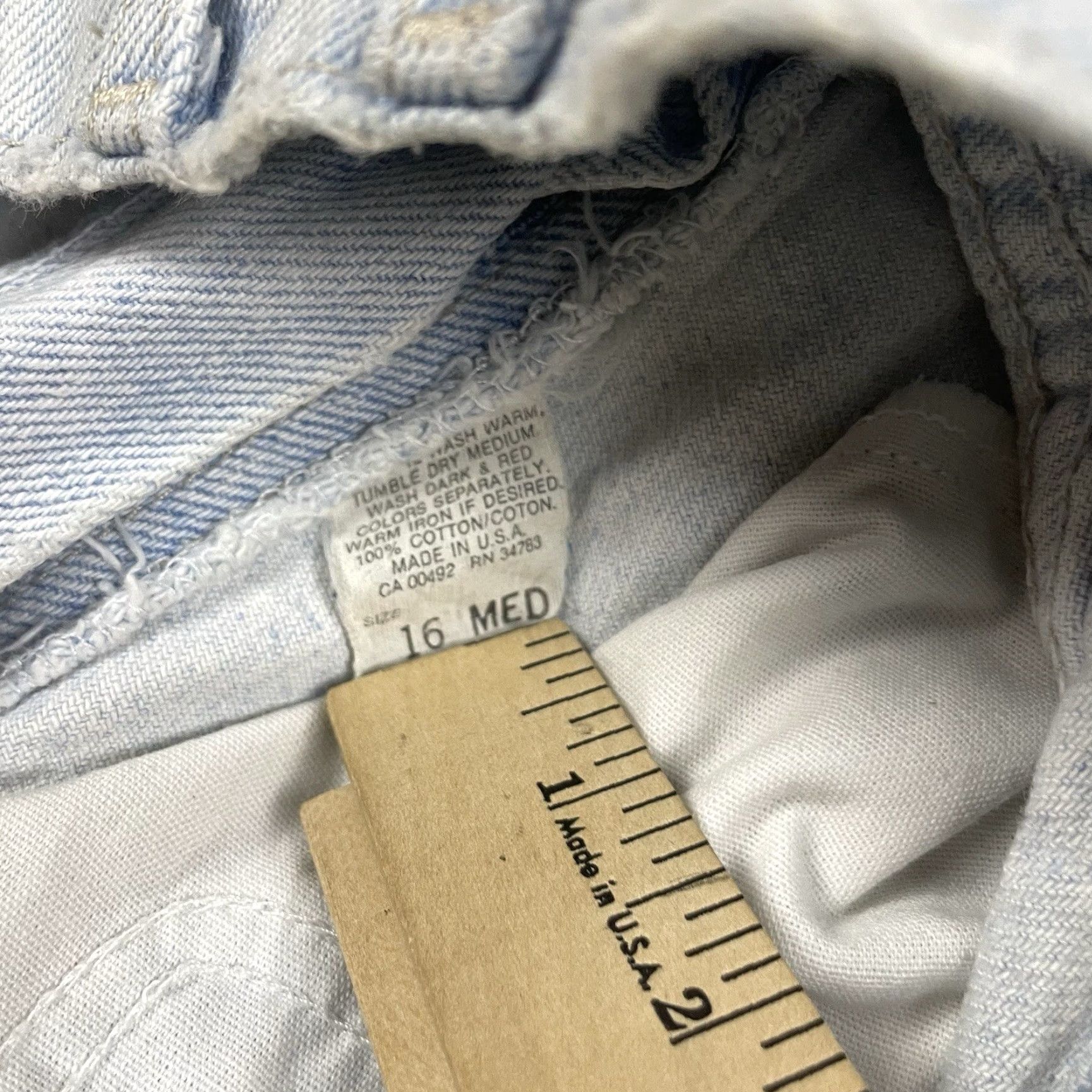 Lee VINTAGE Lee Riders Jeans Womens 16 Medium Blue High Waist Tapered Distressed USA 5-Pocket Design Size 24" / US 00 / IT 34 - 4 Thumbnail