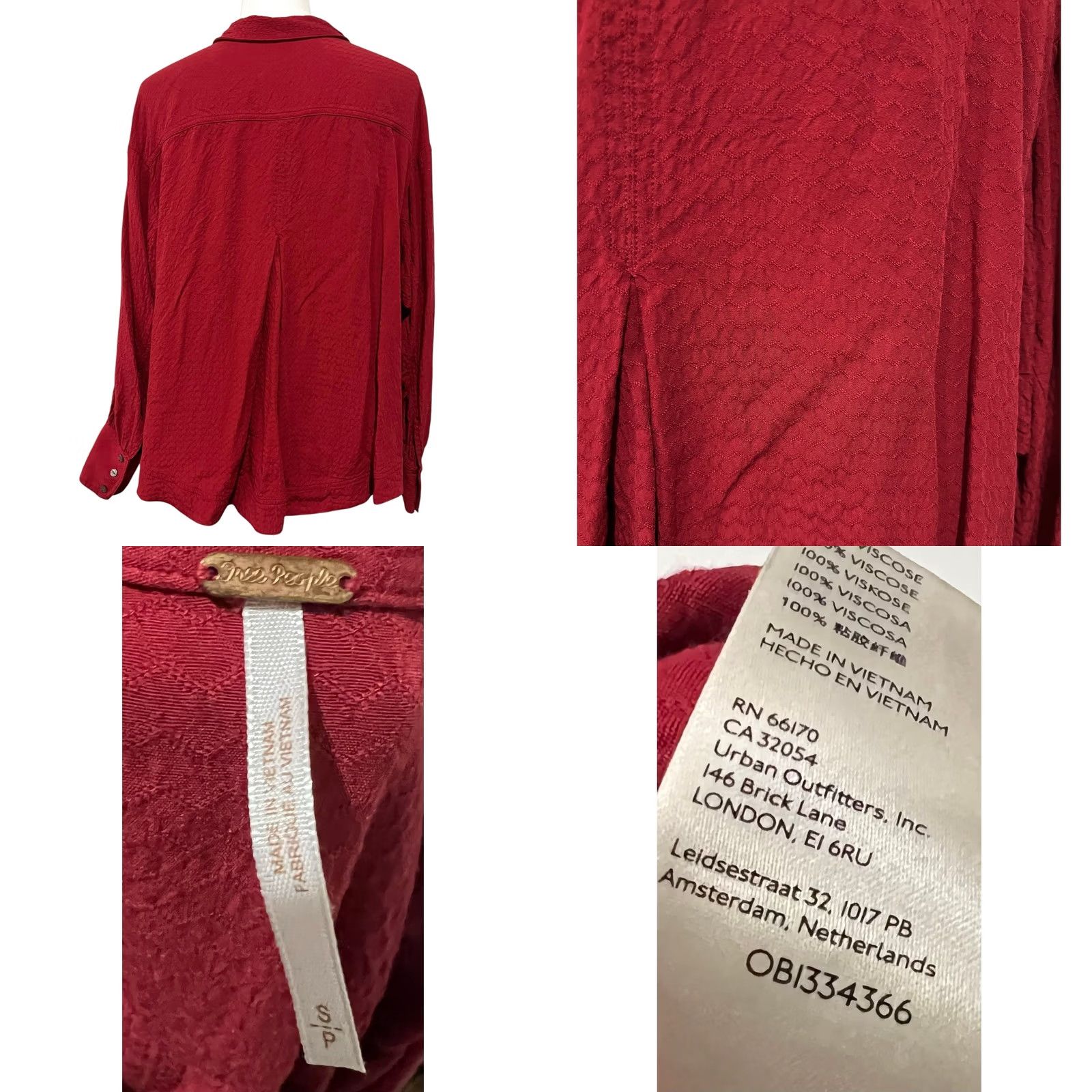 Free People Free People Red Oversized Button Front Erin’s Jacquard Long Sleeve Women’s Sz S Shirt Women S Red Oversized Button-Up 90s/2000s? Size S / US 4 / IT 40 - 8 Thumbnail