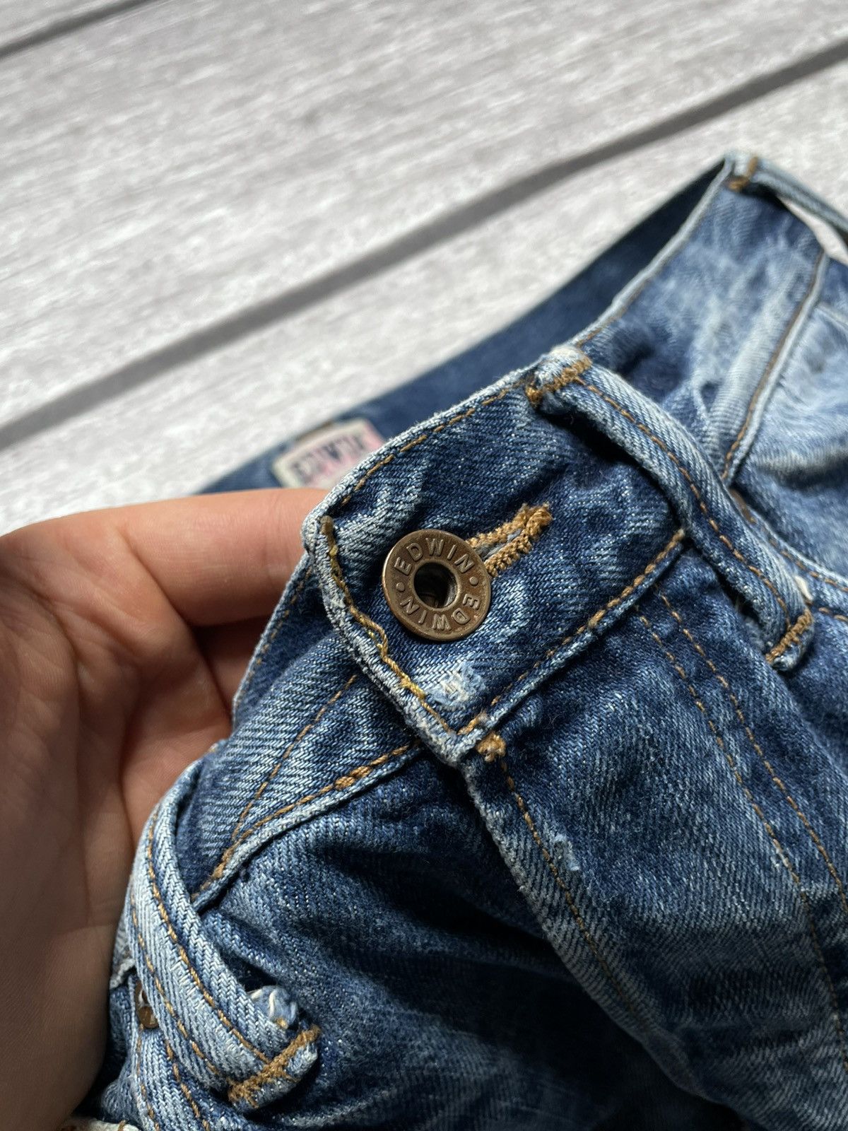 Edwin Edwin ED-55 Rainbow Selvedge Japanese Distress Denim Jeans Size US 32 / EU 48 - 7 Thumbnail