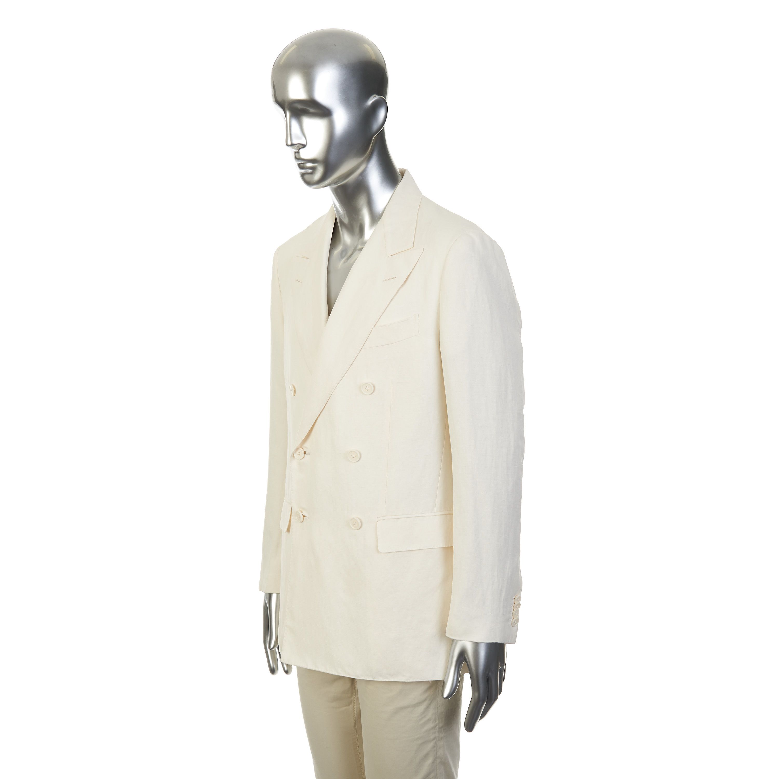Loro Piana Double-Breasted Blazer Jacket In Silk Linen Size 40R - 3 Thumbnail