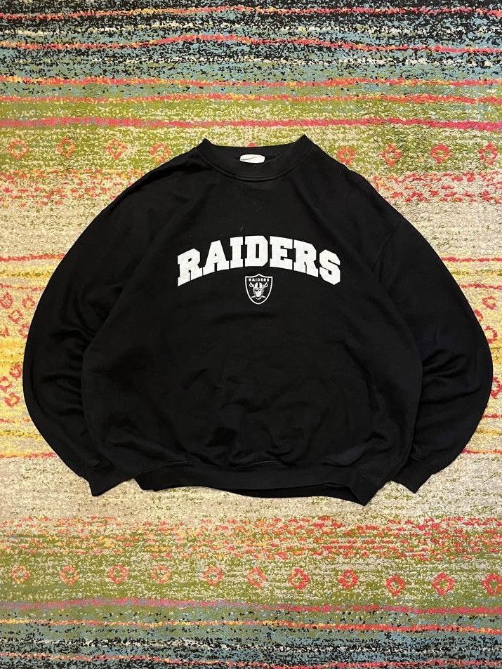 Pre-owned Nfl Vintage Oakland Raiders Boxy Sweatshirt Y2k L In Black