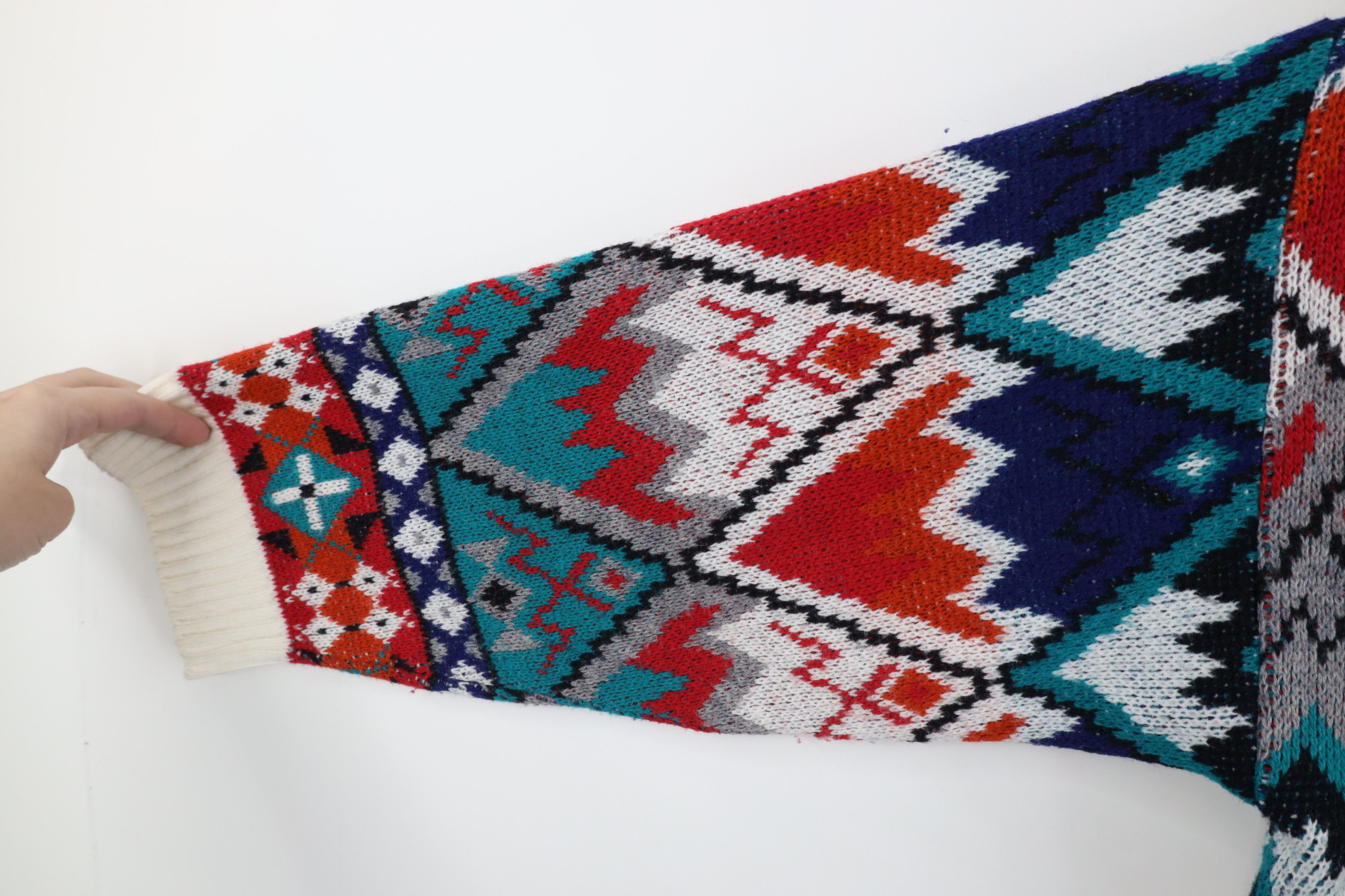 Vintage Vintage 90s Streetwear Fair Isle Knit Mock Neck Sweater USA Size L / US 10 / IT 46 - 8 Thumbnail