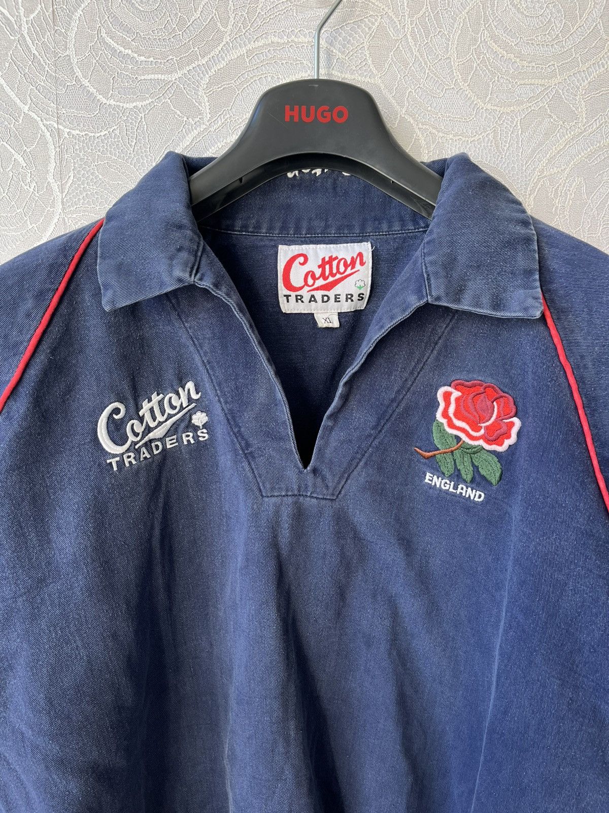 Cotton Traders Cotton Traders Vintage 90s England Rugby Shirt Navy Red XL Size US XL / EU 56 / 4 - 5 Thumbnail