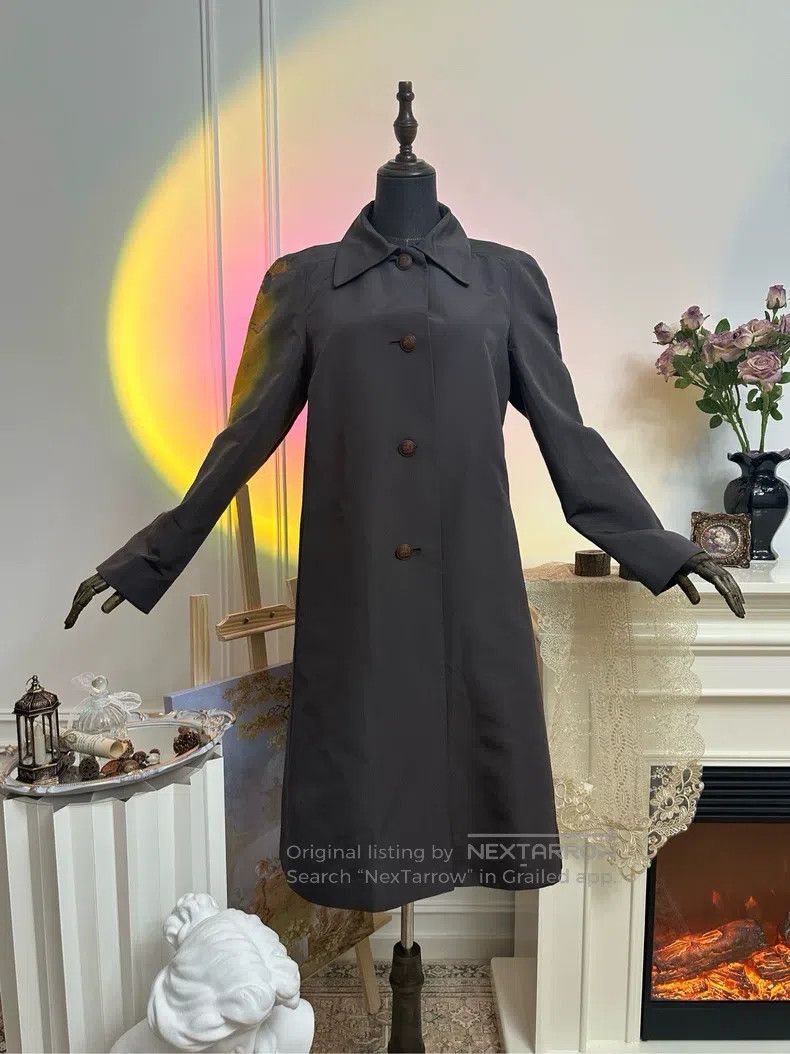 Hermes Hermes Vintage silk buttoned mid-length trench coat - grey Size S / US 4 / IT 40 - 1 Thumbnail