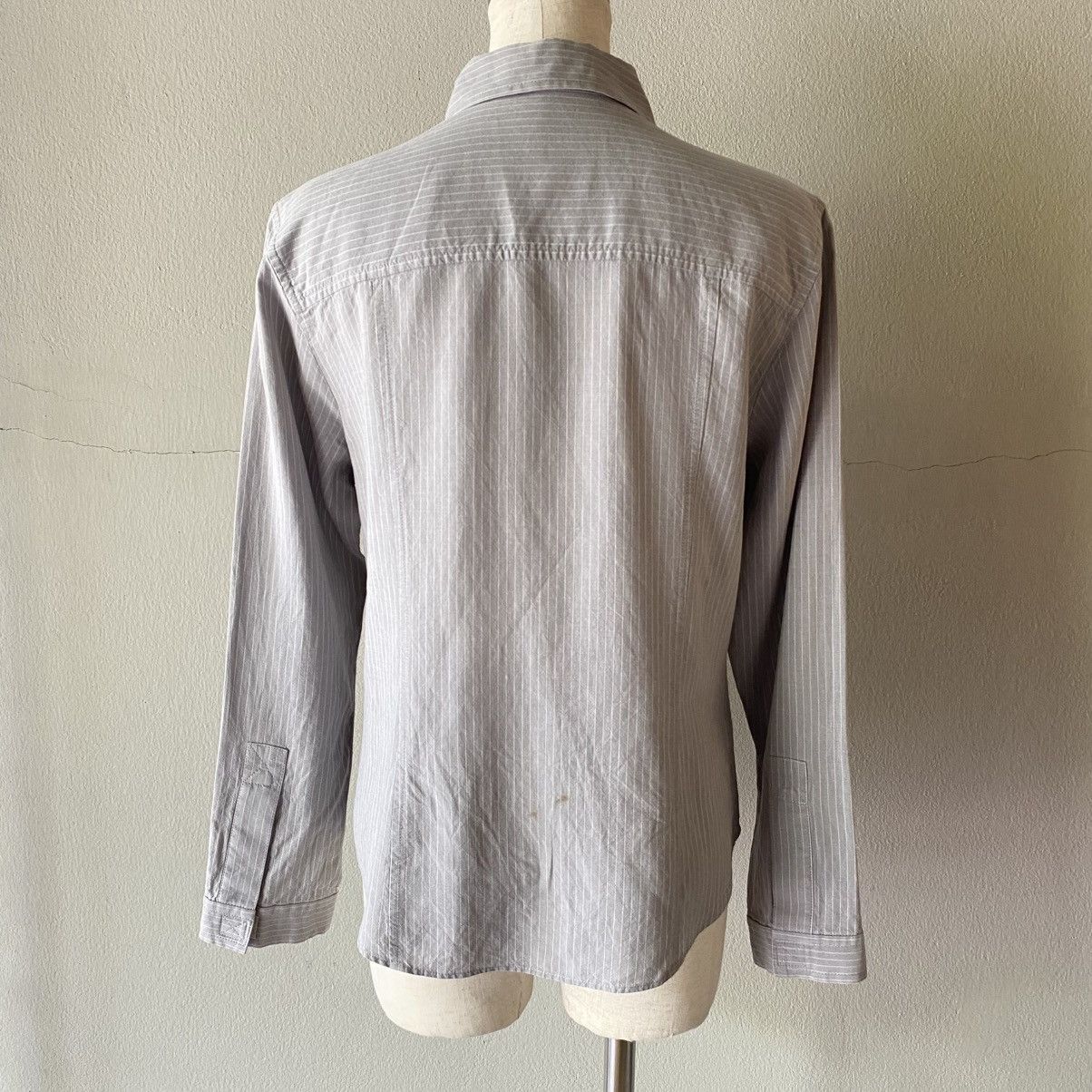 Yves Saint Laurent YVES SAINT LAURENT Light Gray Striped Pocket Shirt Size XS / US 0-2 / IT 36-38 - 13 Thumbnail