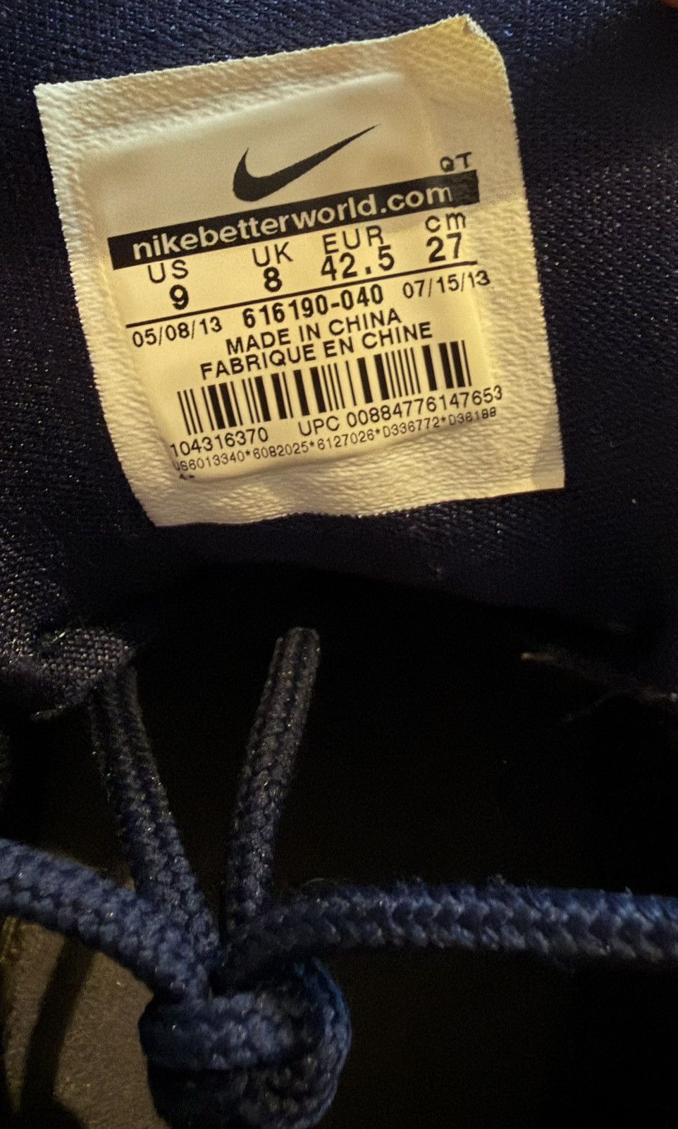 Nike 2013 Nike Air Max 95 No Sew Gamme Blue Grey 616190-040 Sz 9 Size US 9 / EU 42 - 11 Thumbnail