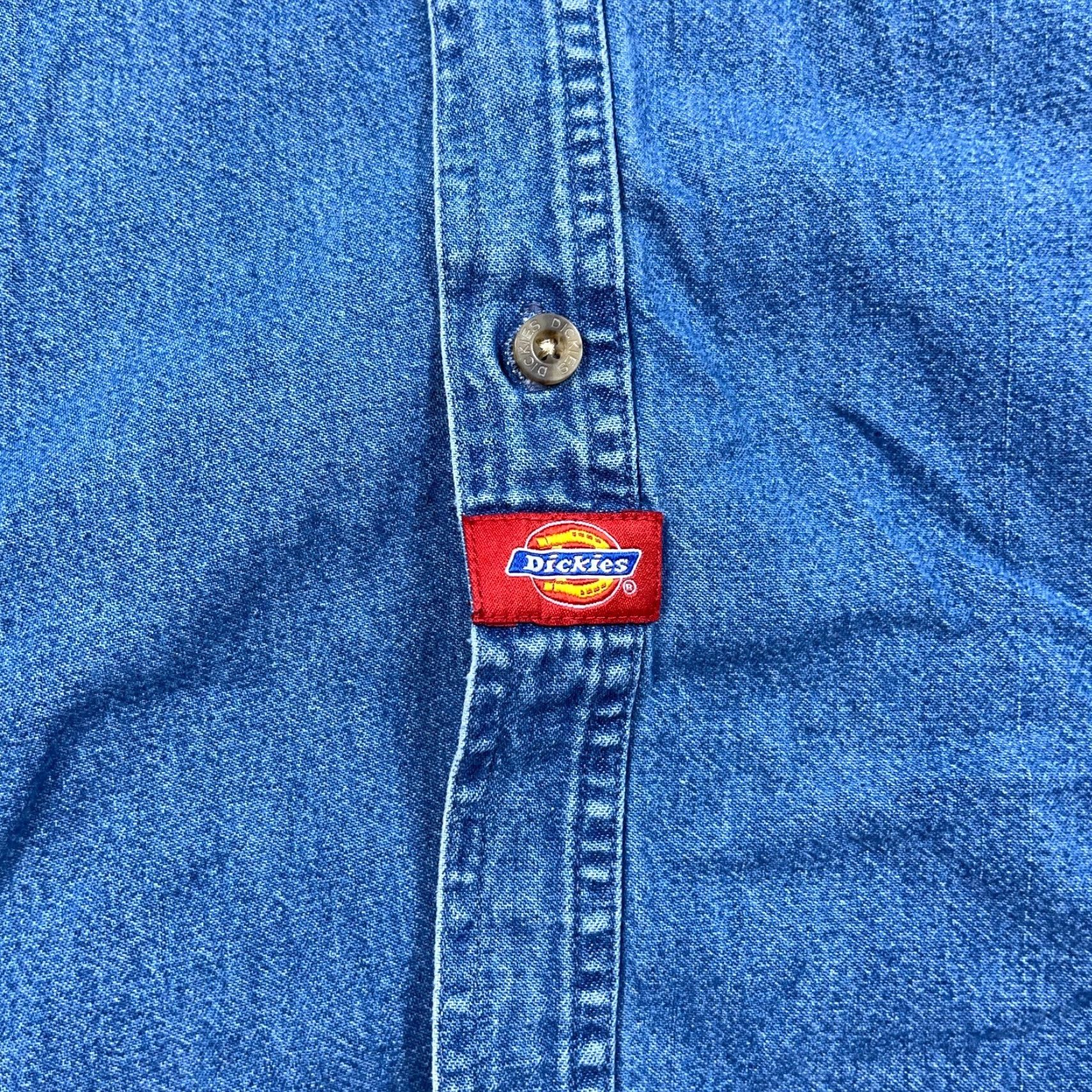 Dickies Dickies Shirt Men Large Blue Denim Button Up Workwear Pocket Indigo Adult Size US L / EU 52-54 / 3 - 3 Thumbnail