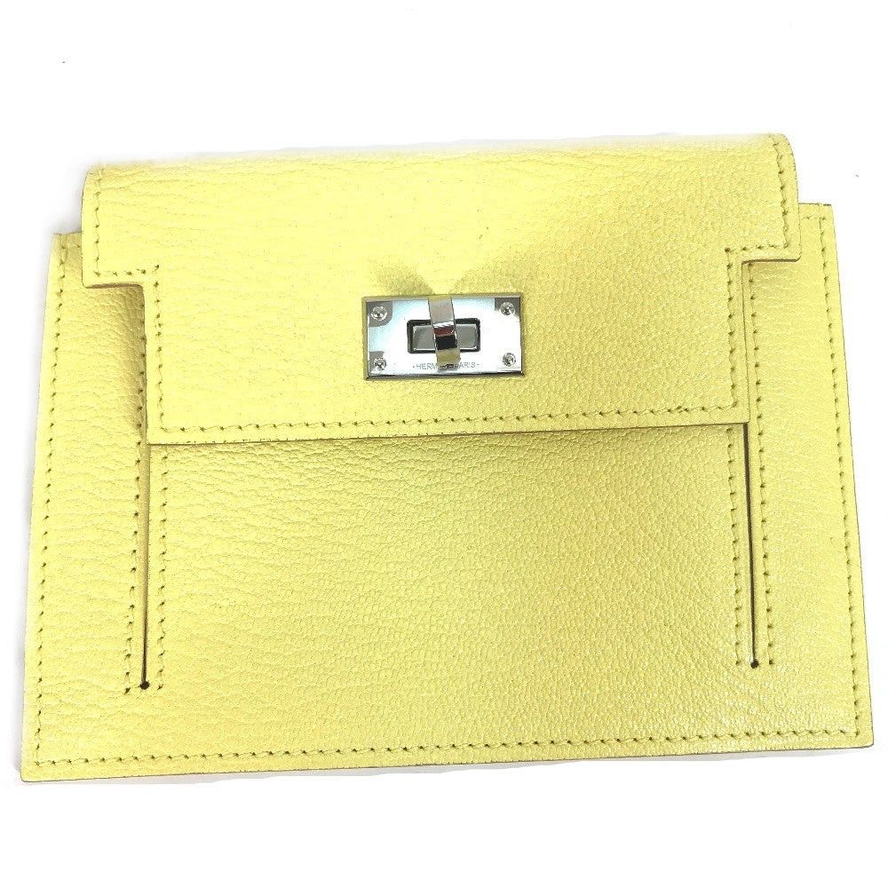Hermes Hermes Change Purse Kelly Pocket Compact Wallet Coin Chevre Women Yellow Size ONE SIZE - 1 Thumbnail