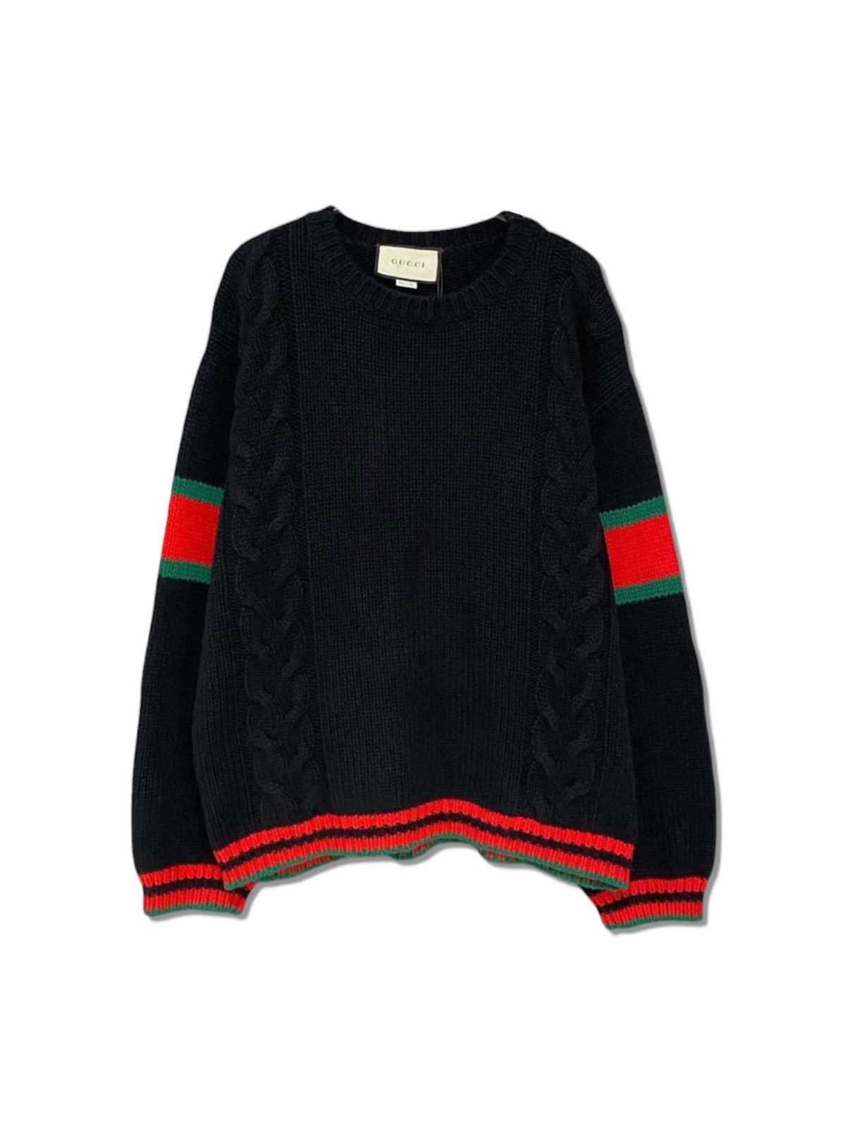 Gucci Gucci L Cable Blue Knitted Wool Sweater Crewneck Size US L / EU 52-54 / 3 - 1 Thumbnail