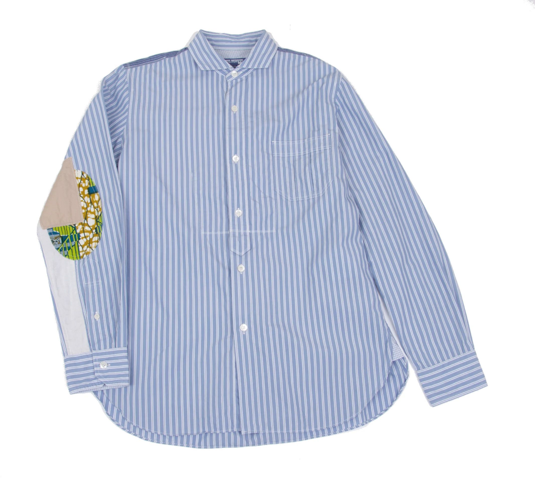 Junya Watanabe Elbow Patch Design Striped Long Sleeve Shirt in Blue Size US S / EU 44-46 / 1 - 1 Thumbnail