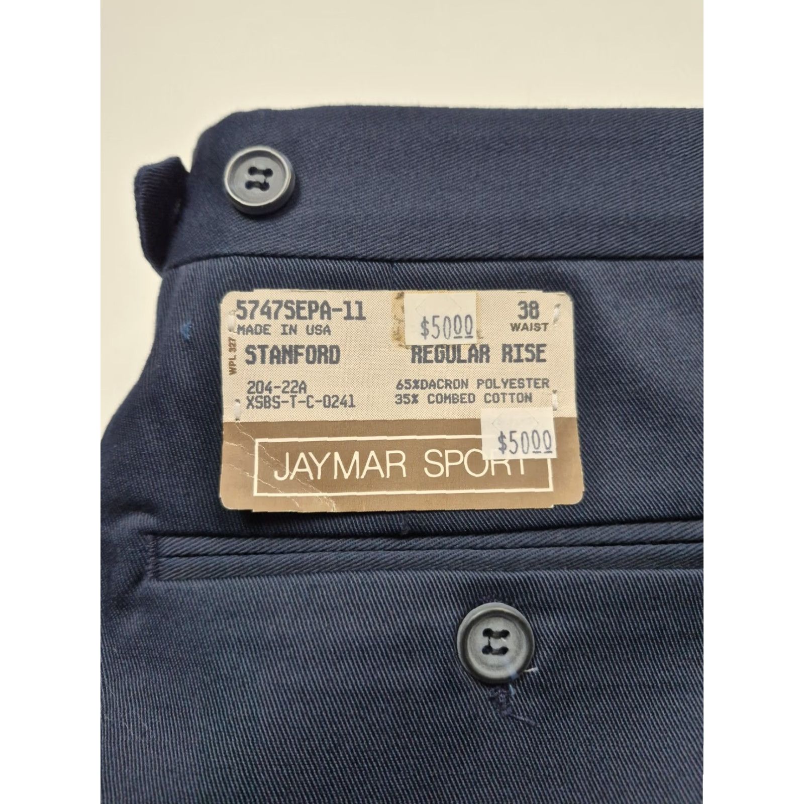 Vintage VTG Jaymar Sport Dress Pants Mens 38x36 Blue Poly Cotton Pleated Unhemmed USA Size US 38 / EU 54 - 3 Thumbnail