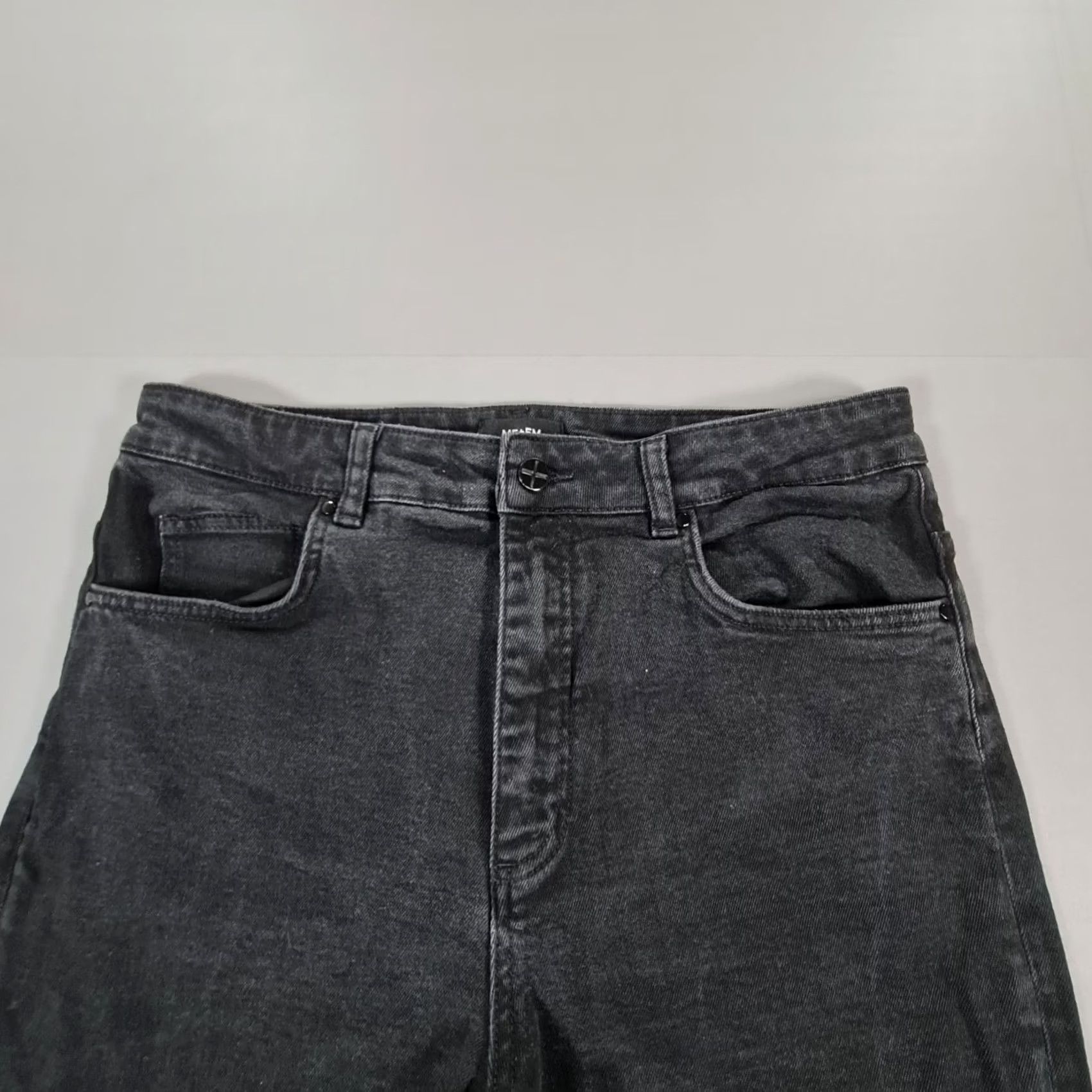 ME+EM ME+EM Womens Jeans Black W32 L29 Slim Fit Tapered Stretch Denim Zip Fly Jeans Women Mens Size 24" / US 00 / IT 34 - 2 Thumbnail