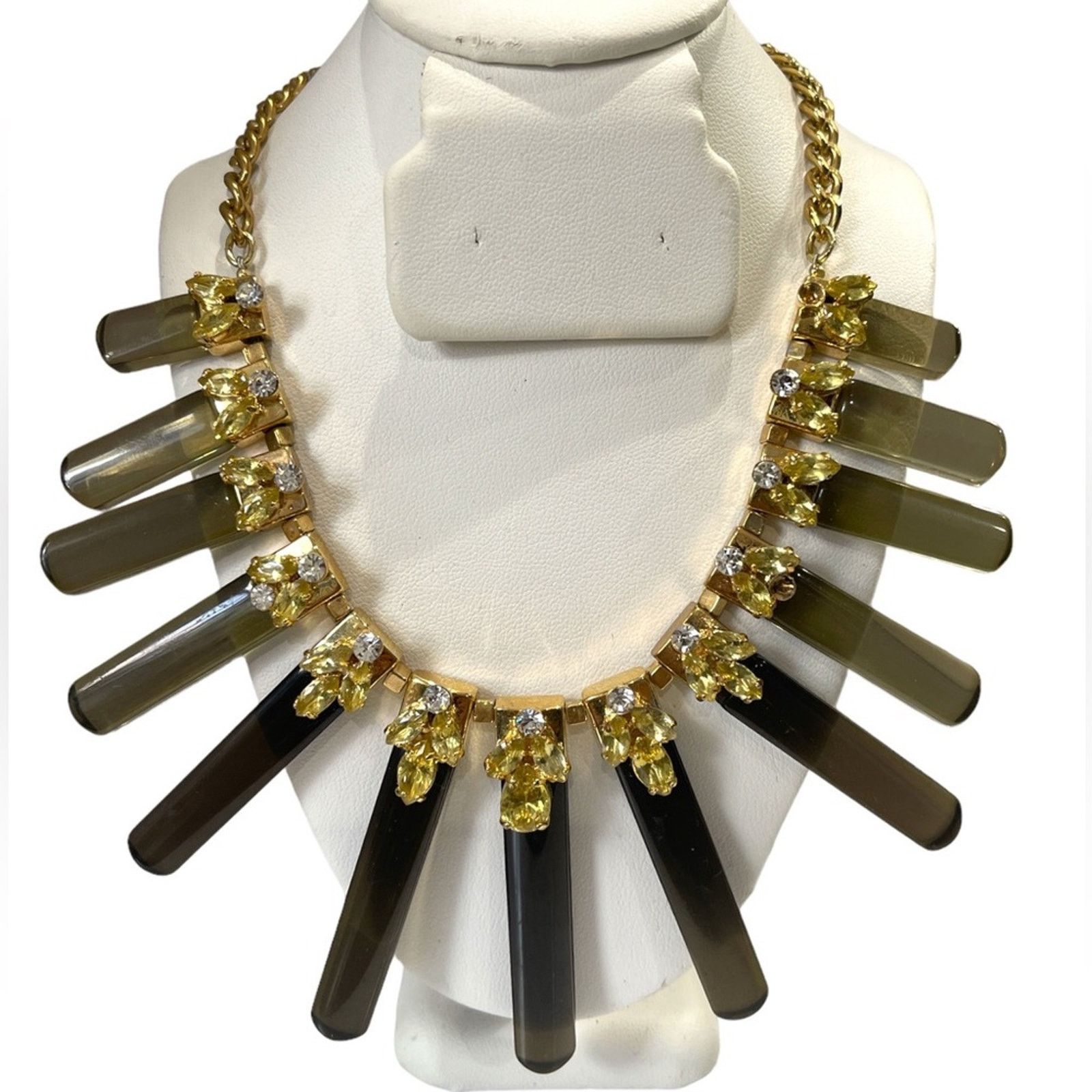 Ann Taylor ANN TAYLOR Smokey Quartz Fringe Stone Statement Necklace Size ONE SIZE - 1 Thumbnail