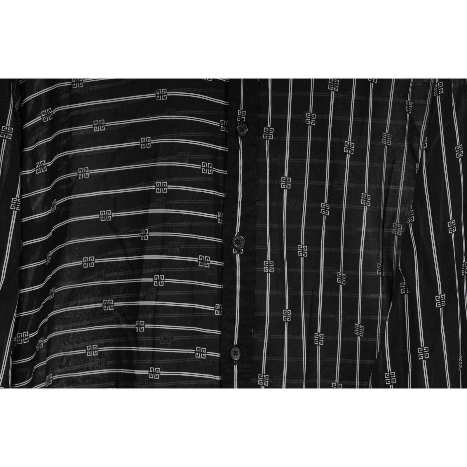 Givenchy Striped Logo Button Down Shirt 41 Black White Size US M / EU 48-50 / 2 - 3 Thumbnail