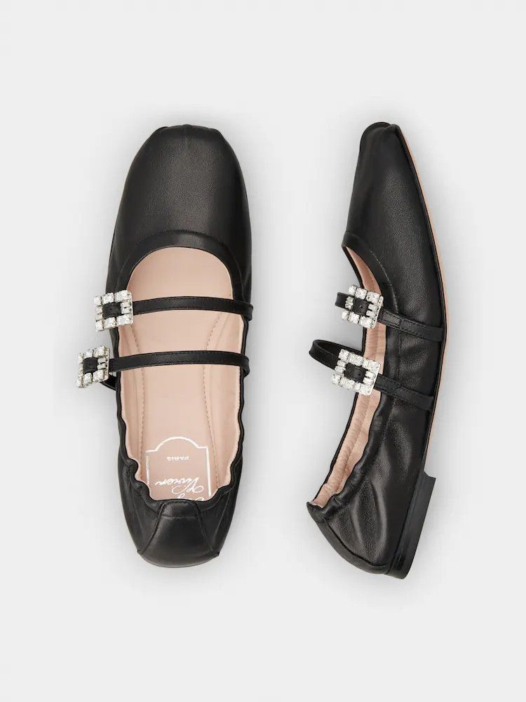 Roger Vivier o1s22i1n0824 Nappa Ballet Strass Buck Flats in Black Size US 9 / IT 39 - 4 Thumbnail