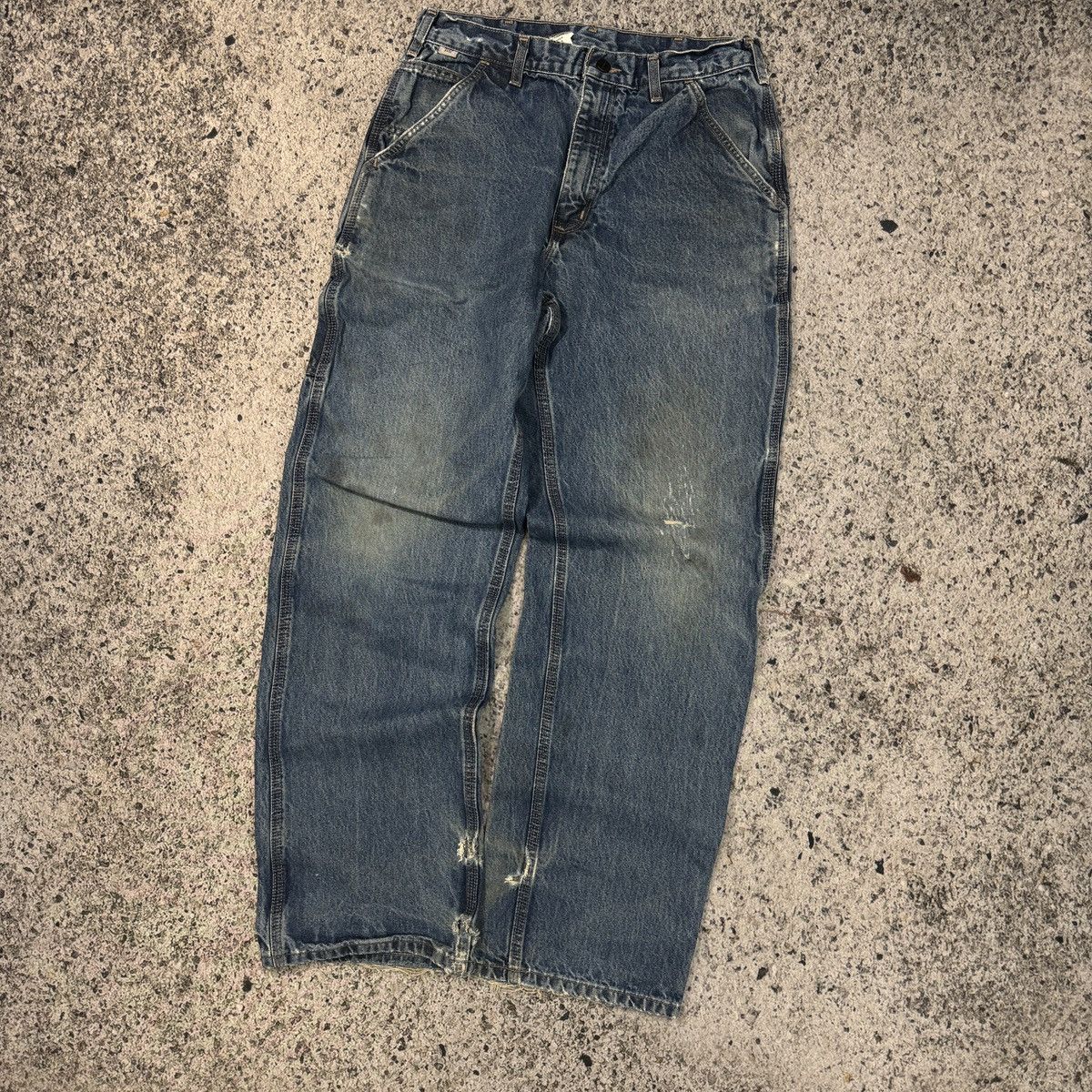 Carhartt Vintage Carhartt Thrashed Faded Denim Carpenter Jeans Grunge Size US 30 / EU 46 - 7 Thumbnail