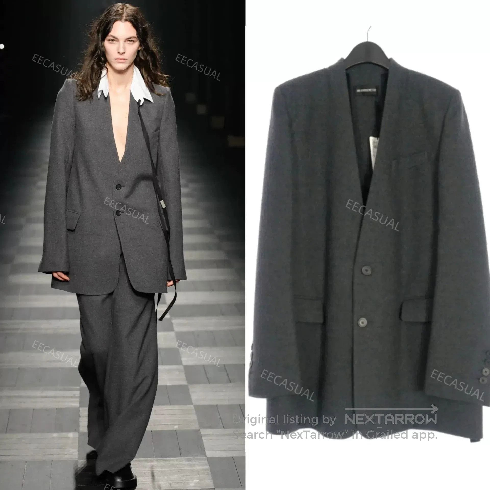 Ann Demeulemeester ANN DEMEULEMEESTER Gray Wool Blazer. Size US M / EU 48-50 / 2 - 1 Thumbnail