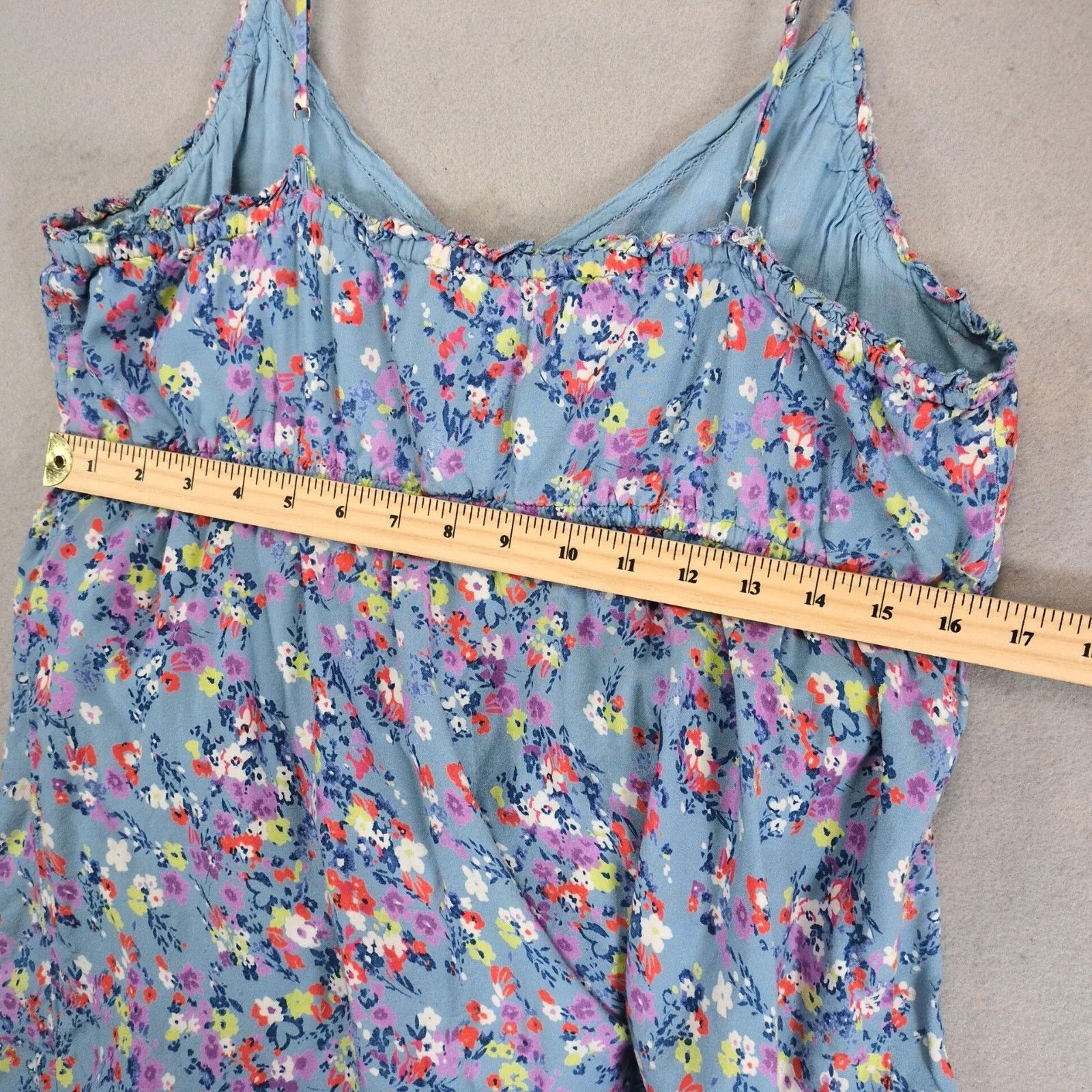 Other Aerie Blue Floral Babydoll Mini Dress L Pockets Drawstring Size L / US 10 / IT 46 - 6 Thumbnail