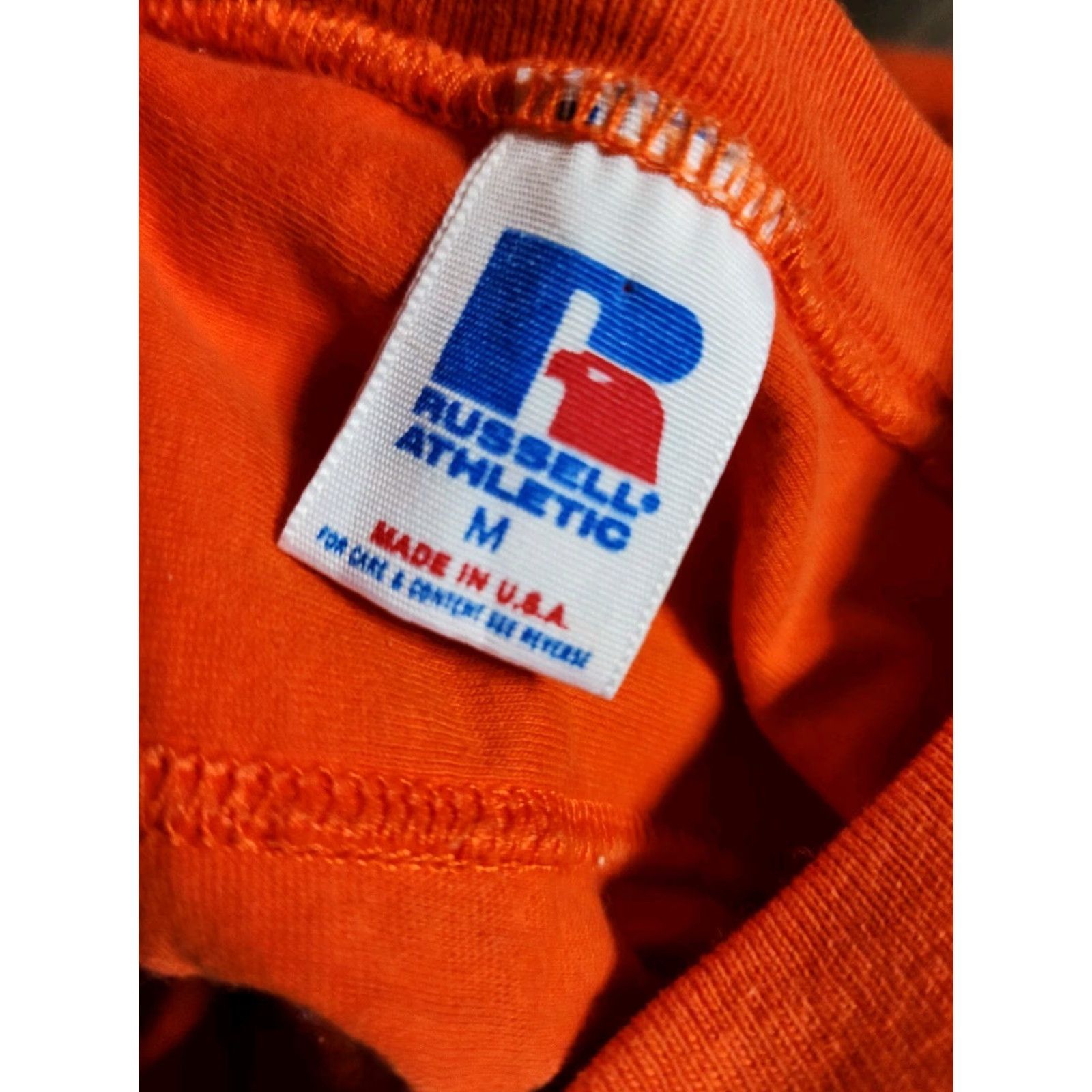 Russell Athletic VINTAGE Russell Athletic T-Shirt Mens M Football Jersey Cotton Orange 70s 80s College University Athletic Logo Size US M / EU 48-50 / 2 - 7 Thumbnail