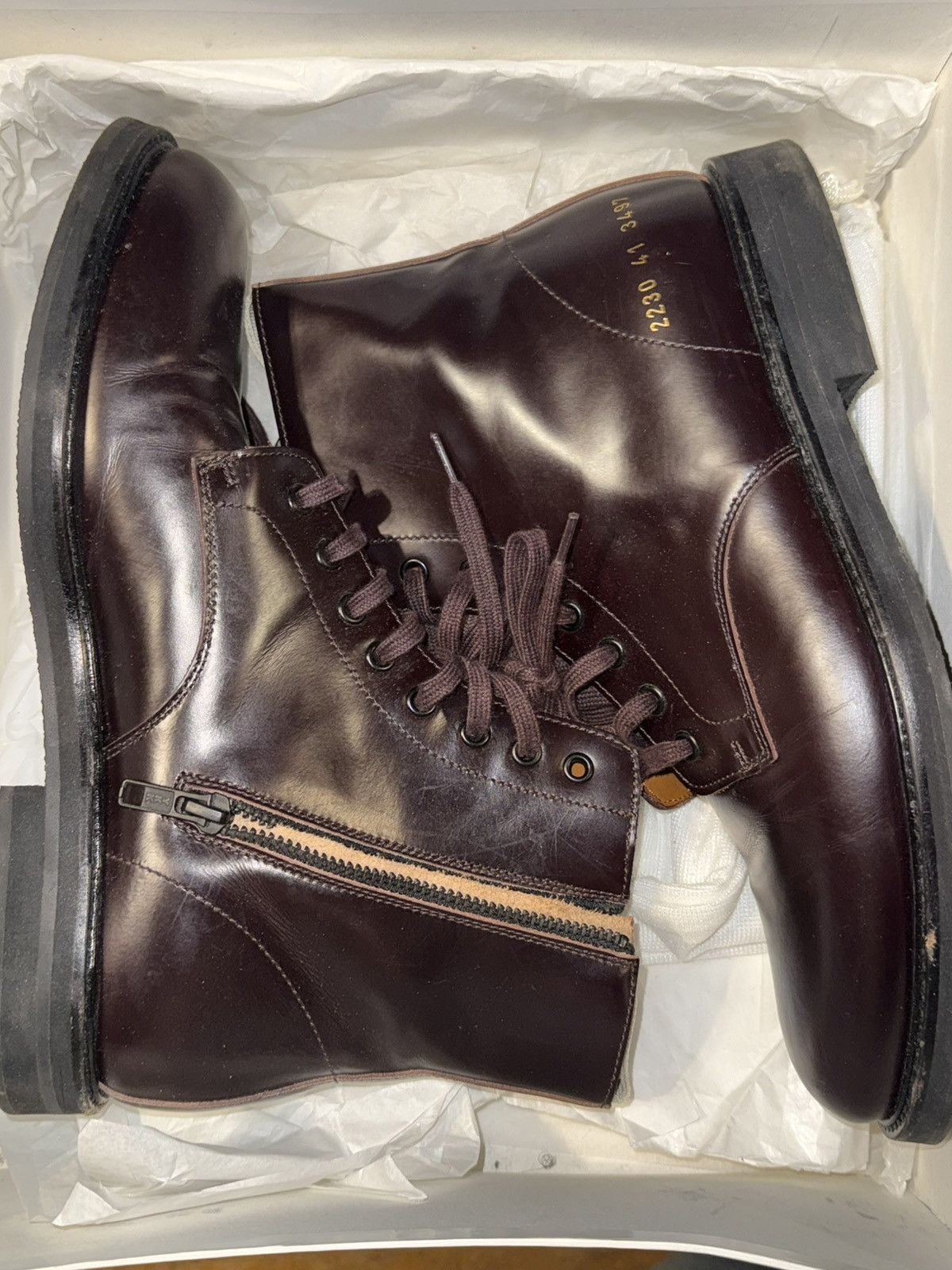 Common Projects Burgundy Leather Combat Boot EU 42 2453 NEW MADE IN ITALY Tory Combat Boots - Burgundy | Fashion Nova main image 2