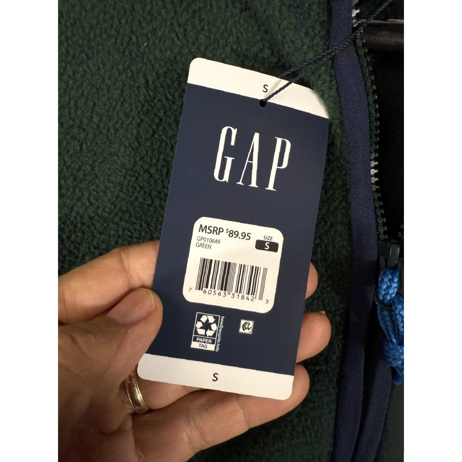 Gap Gap Sherpa Fleece Pullover Mens S Green Half-Zip Long Sleeve Stand-Up Neck NWT Size US S / EU 44-46 / 1 - 6 Thumbnail
