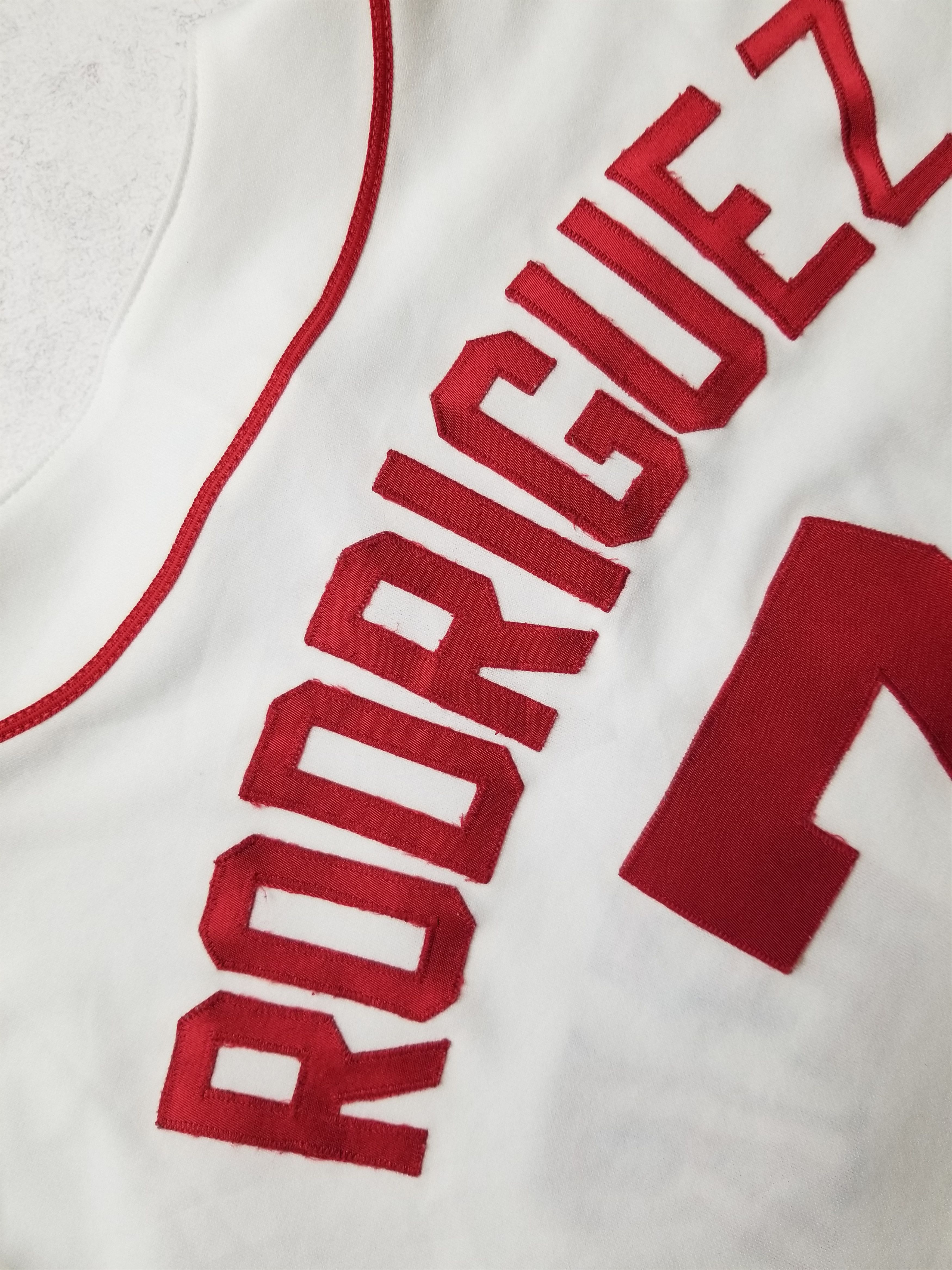 Majestic VTG Rodriguez #7 Texas Rangers Majestic Sewn White Jersey Size US L / EU 52-54 / 3 - 6 Thumbnail