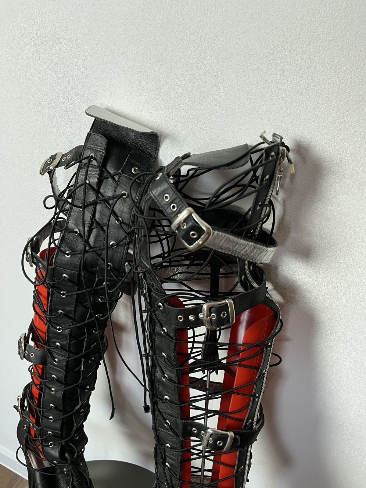 If Six Was Nine × Japanese Brand Gothic Thigh High Platform Heels with Laces and Buckles Size US 8 / IT 38 - 5 Thumbnail