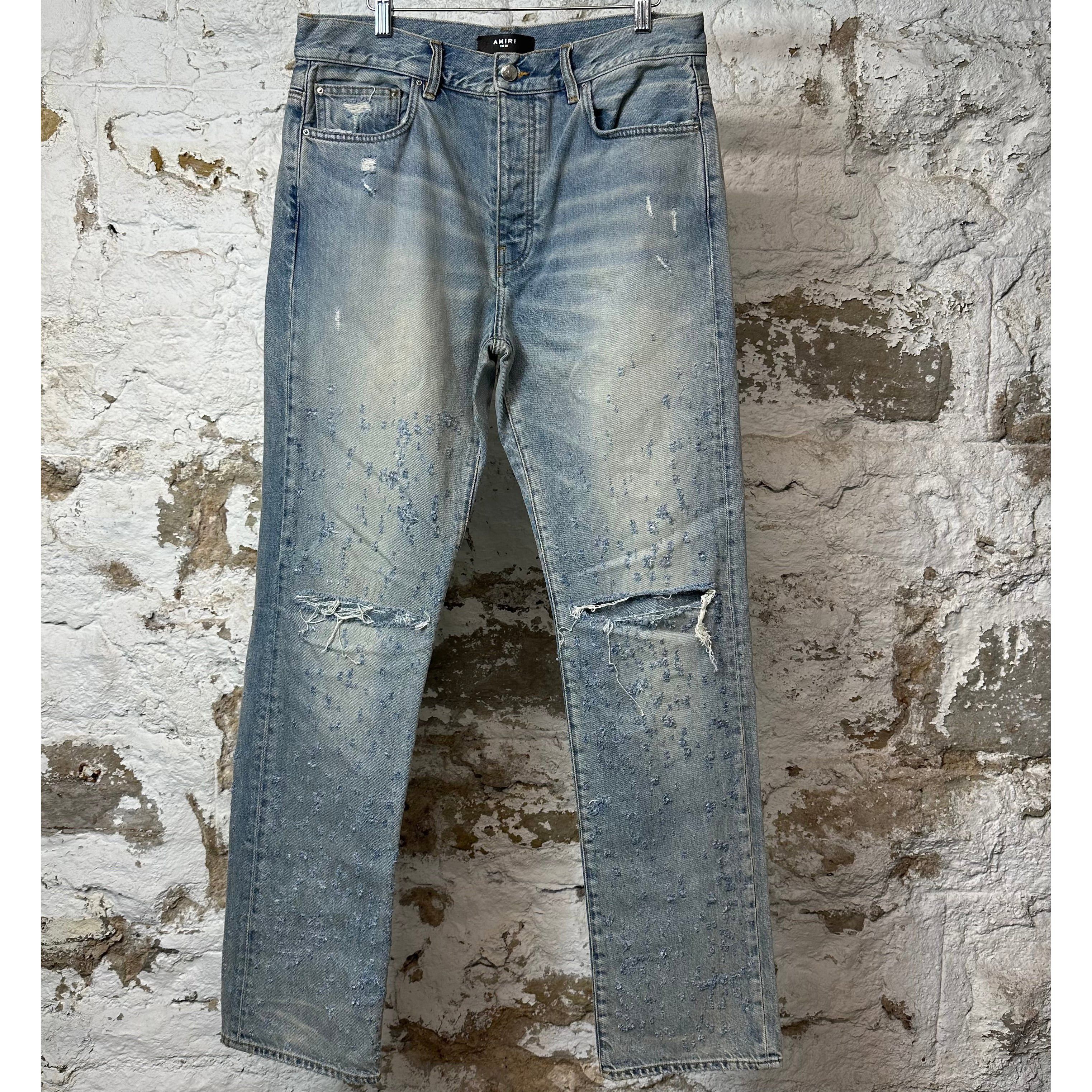 Amiri Amiri Knee Rip Shotgun Baggy Lightwash Blue Denim Jeans Sz 3 Size US 32 / EU 48 - 1 Thumbnail